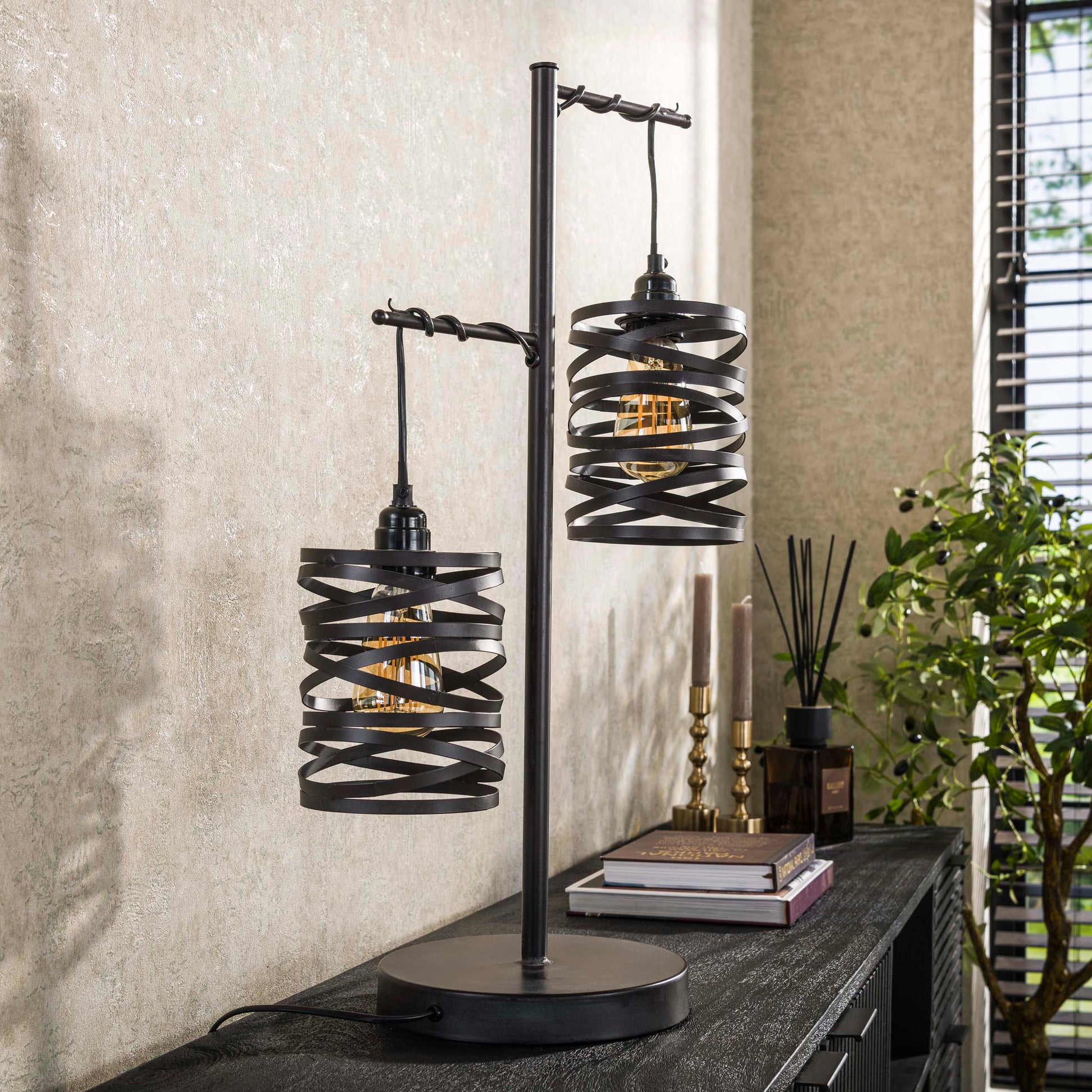Tafellamp Spindle 2-lichts / Slate grey – afbeelding 2
