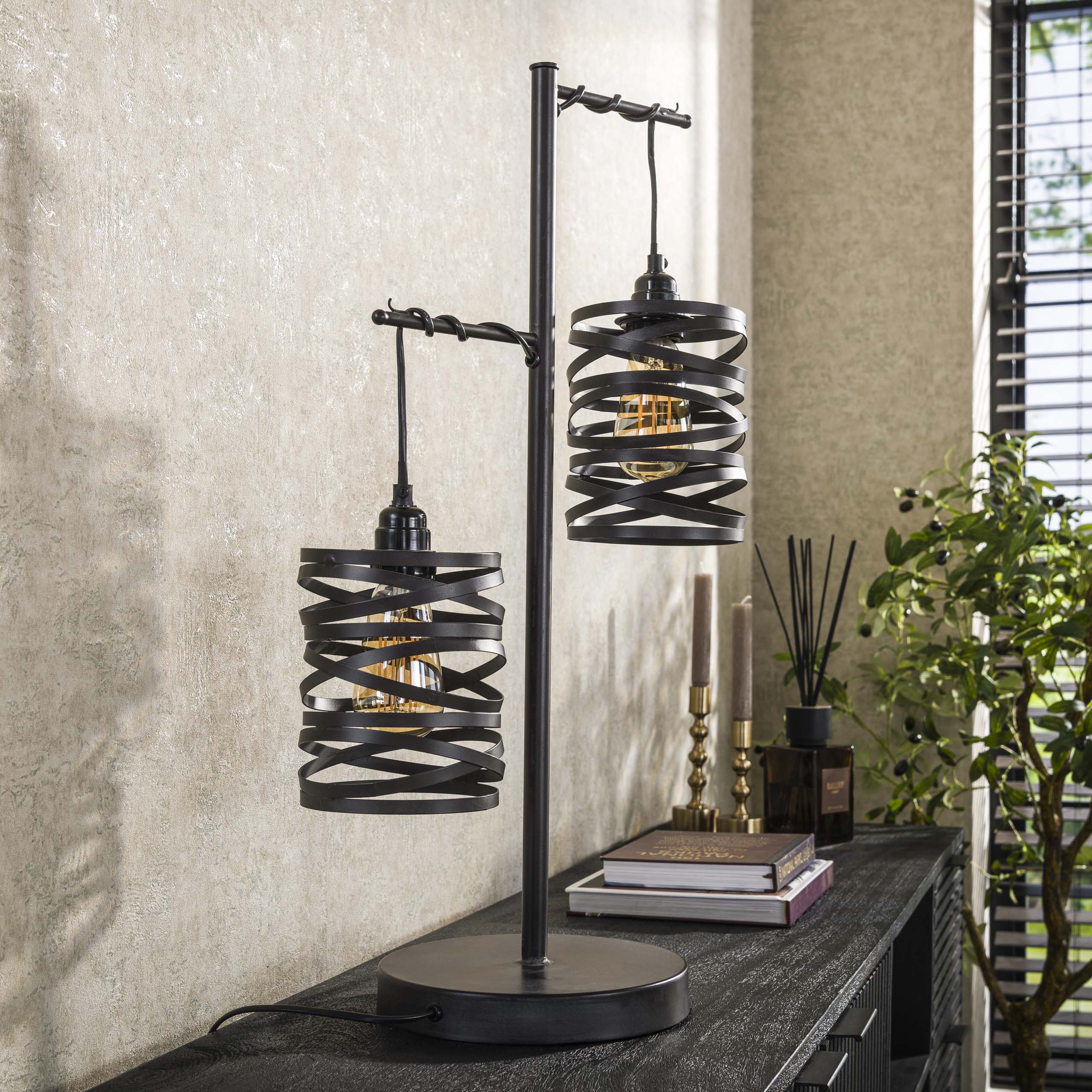 Tafellamp Spindle 2-lichts / Slate grey – afbeelding 2