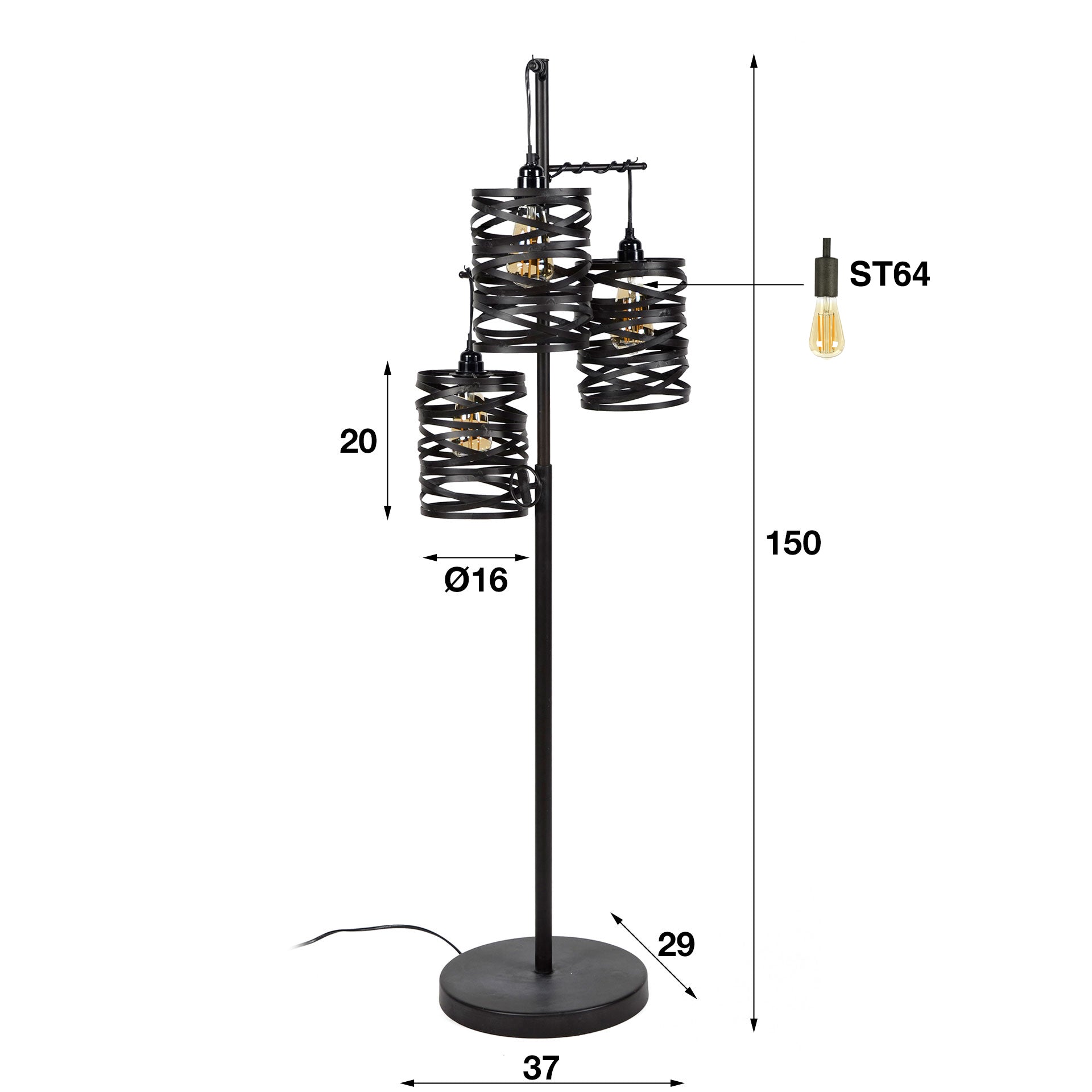 Vloerlamp Spindle 3-lichts / Slate grey – afbeelding 4