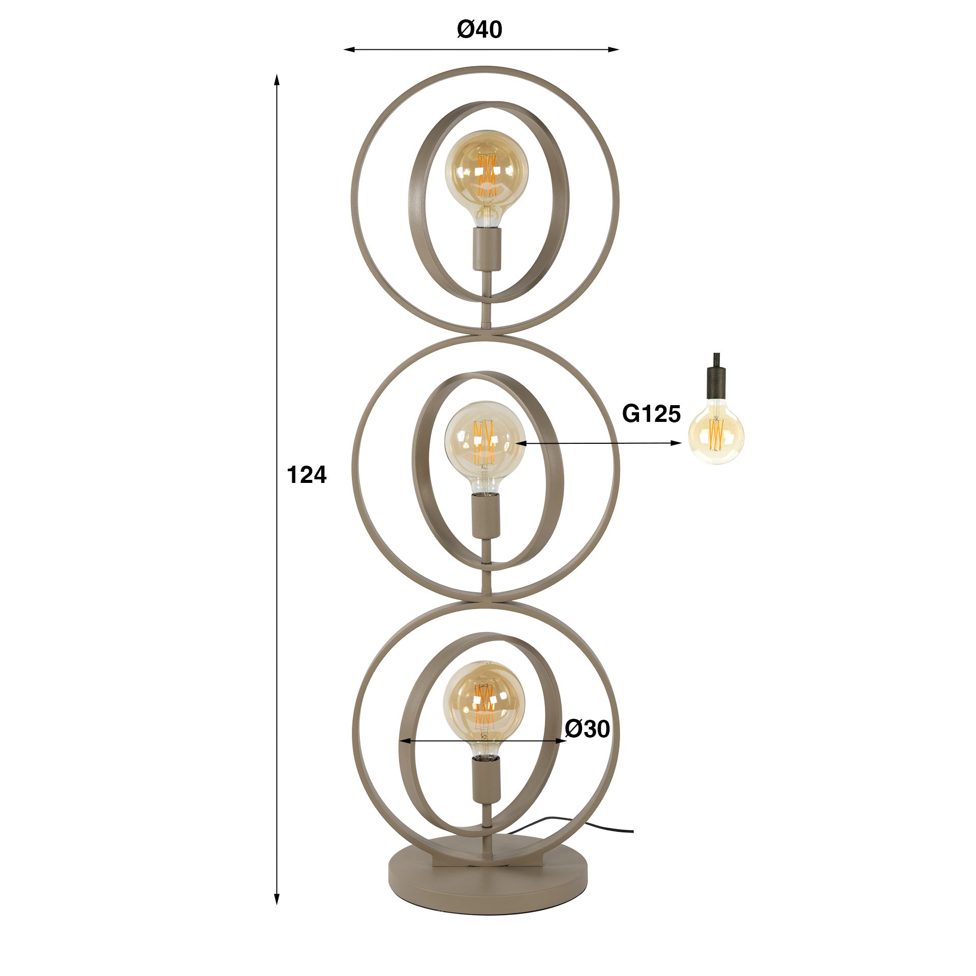 Vloerlamp Turn Around 3-lichts / Beige – afbeelding 5