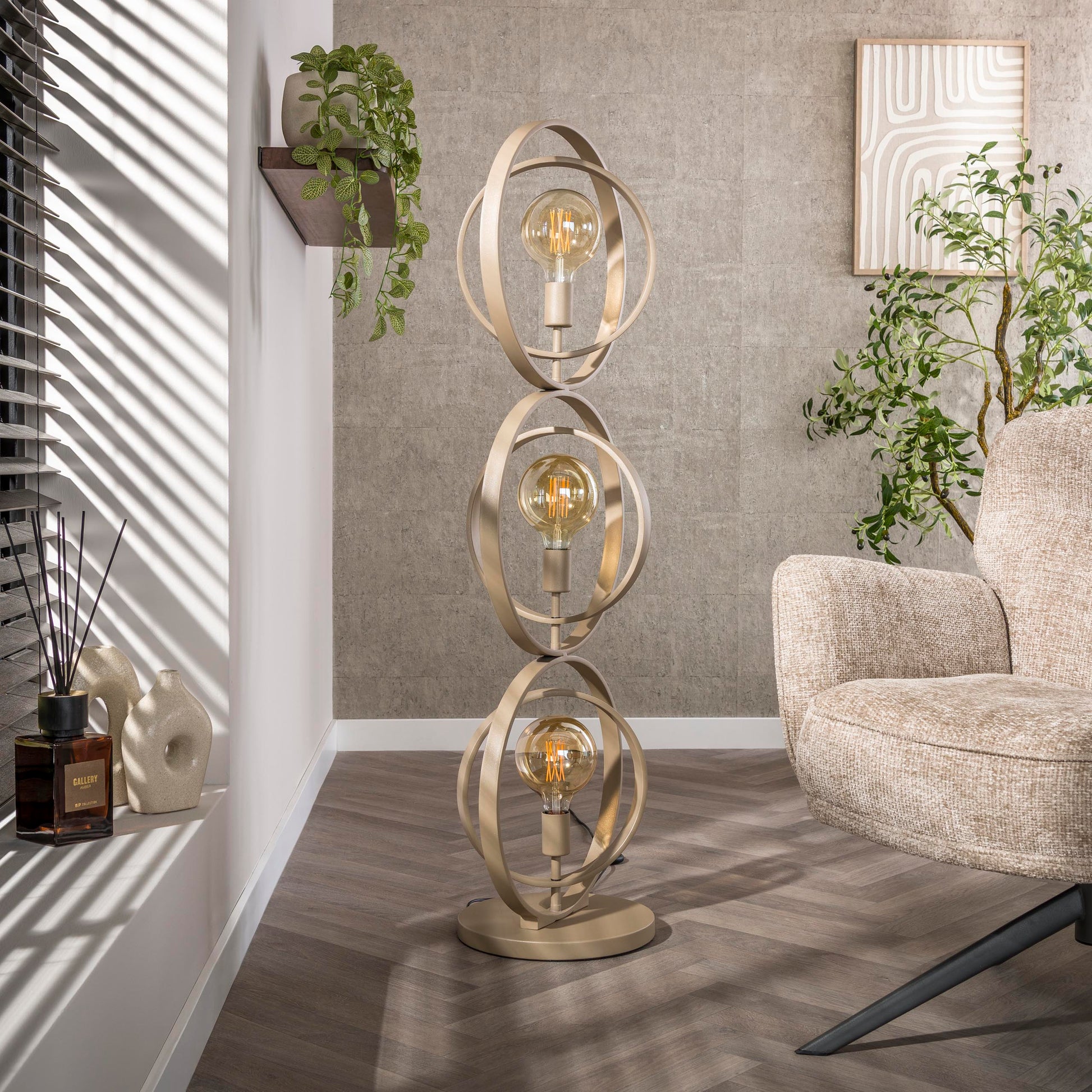 Vloerlamp Turn Around 3-lichts / Beige – afbeelding 2