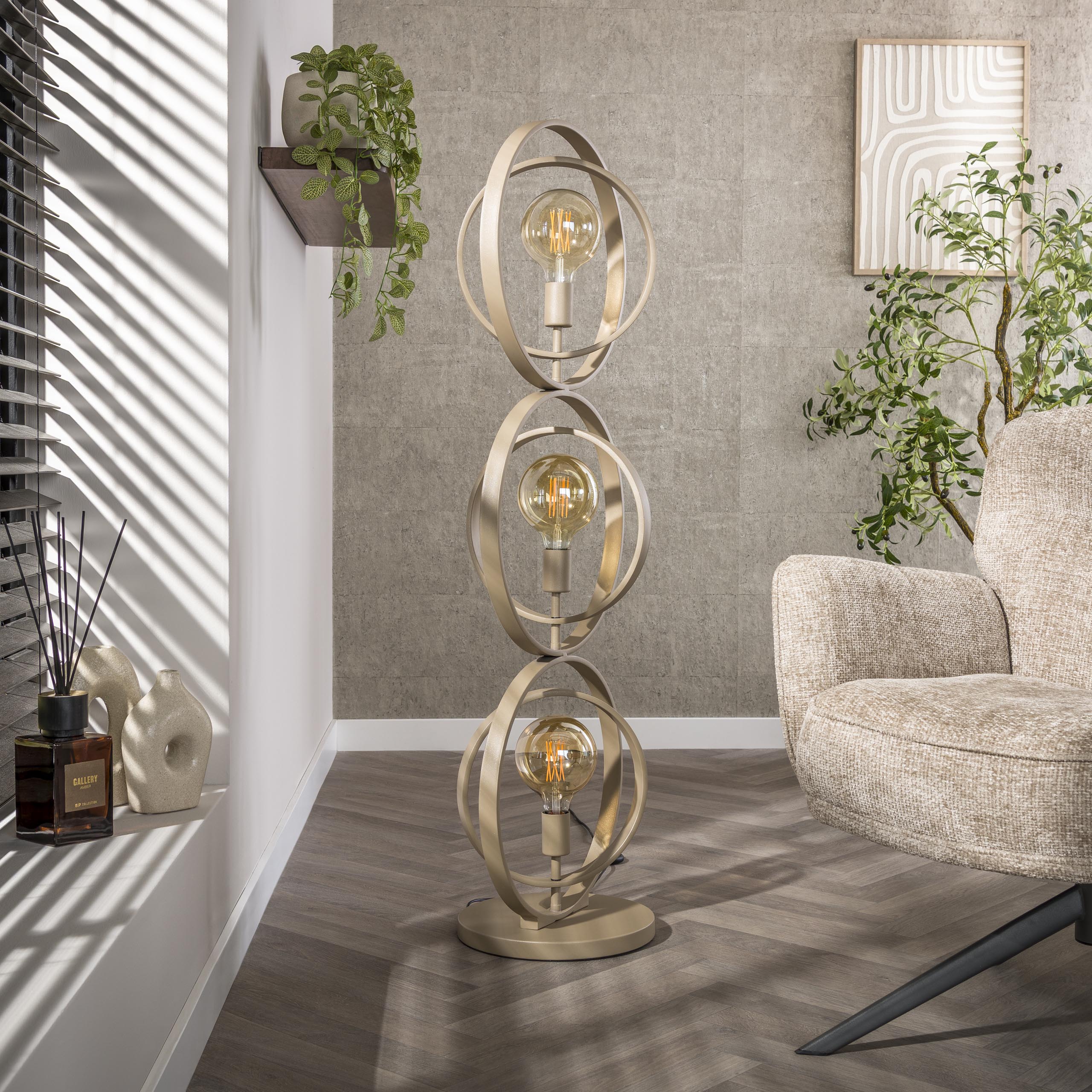 Vloerlamp Turn Around 3-lichts / Beige – afbeelding 2