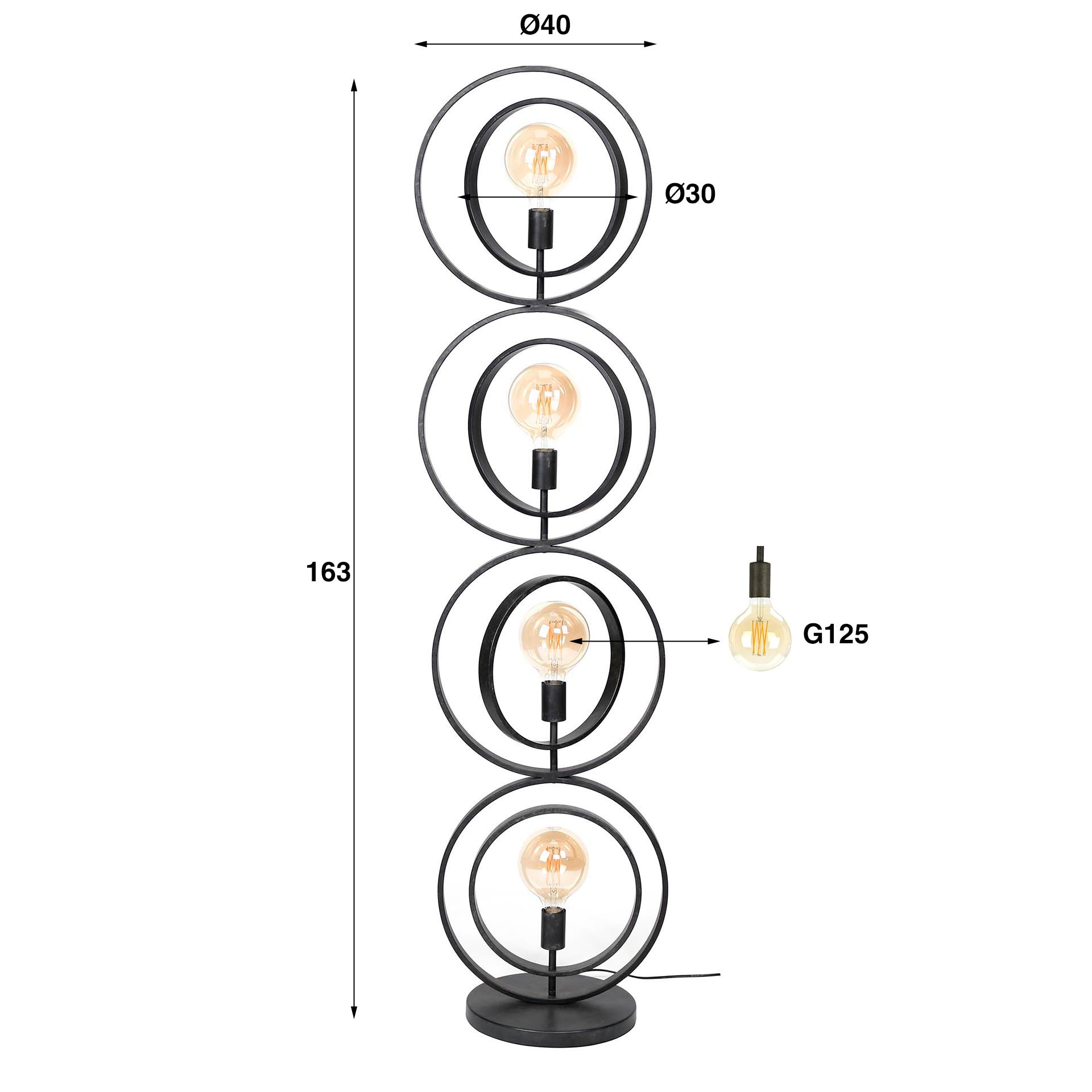 Vloerlamp Turn Around 4-lichts / Charcoal – afbeelding 4
