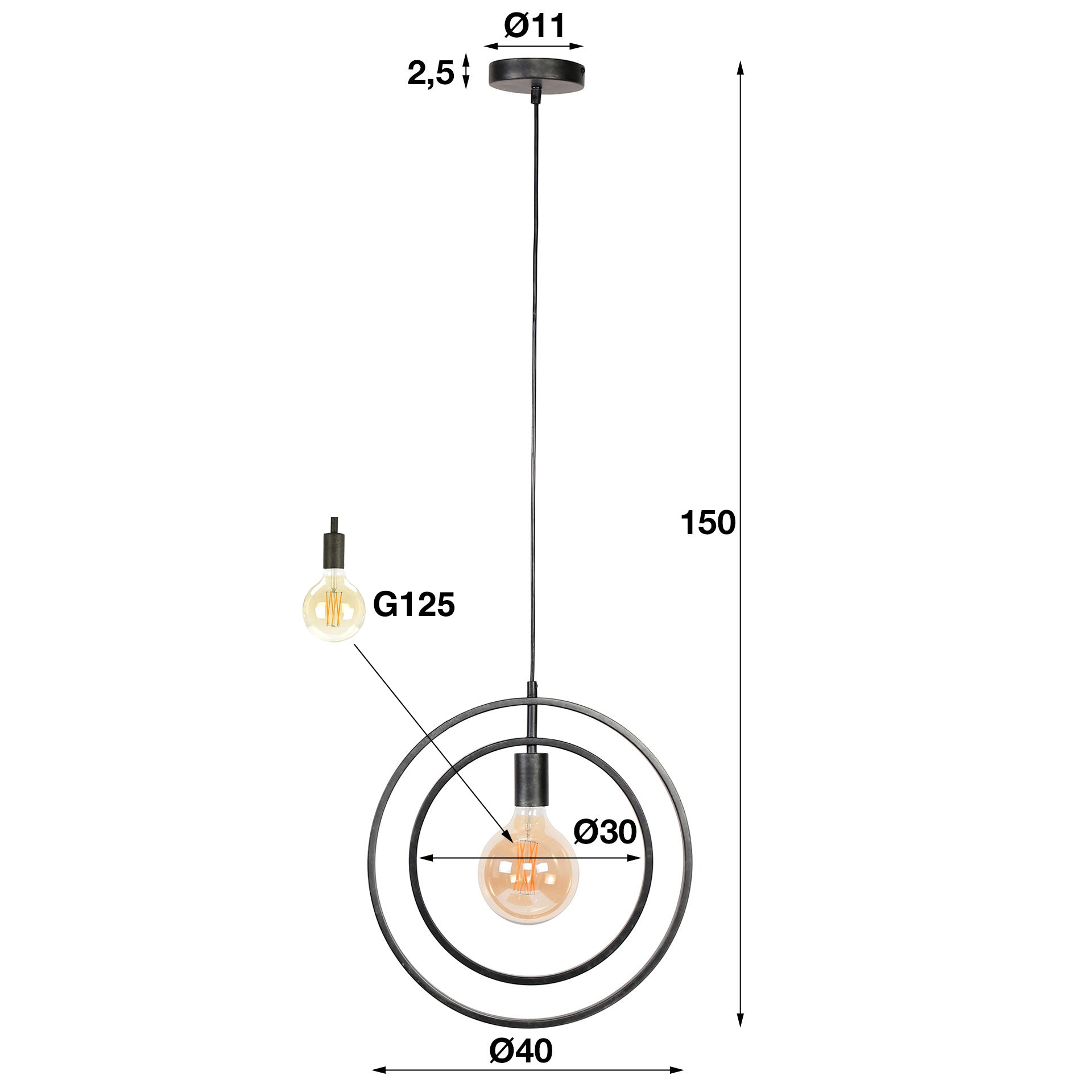 Hanglamp Turn Around 1-lichts / Charcoal – afbeelding 6