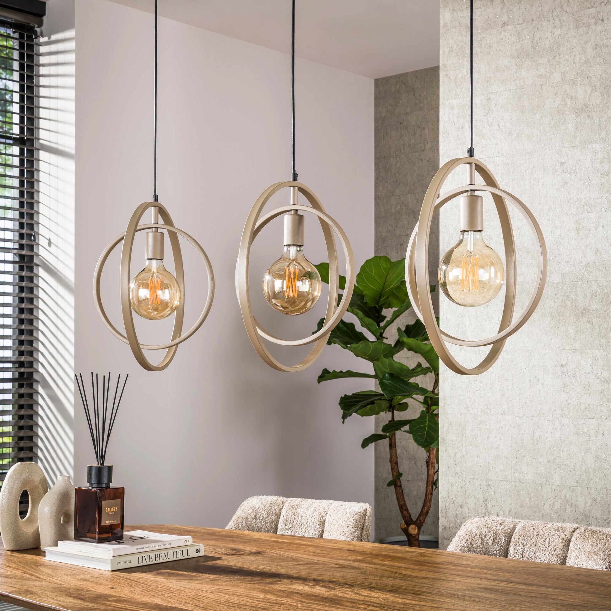 Hanglamp Turn Around 3-lichts / Beige – afbeelding 2