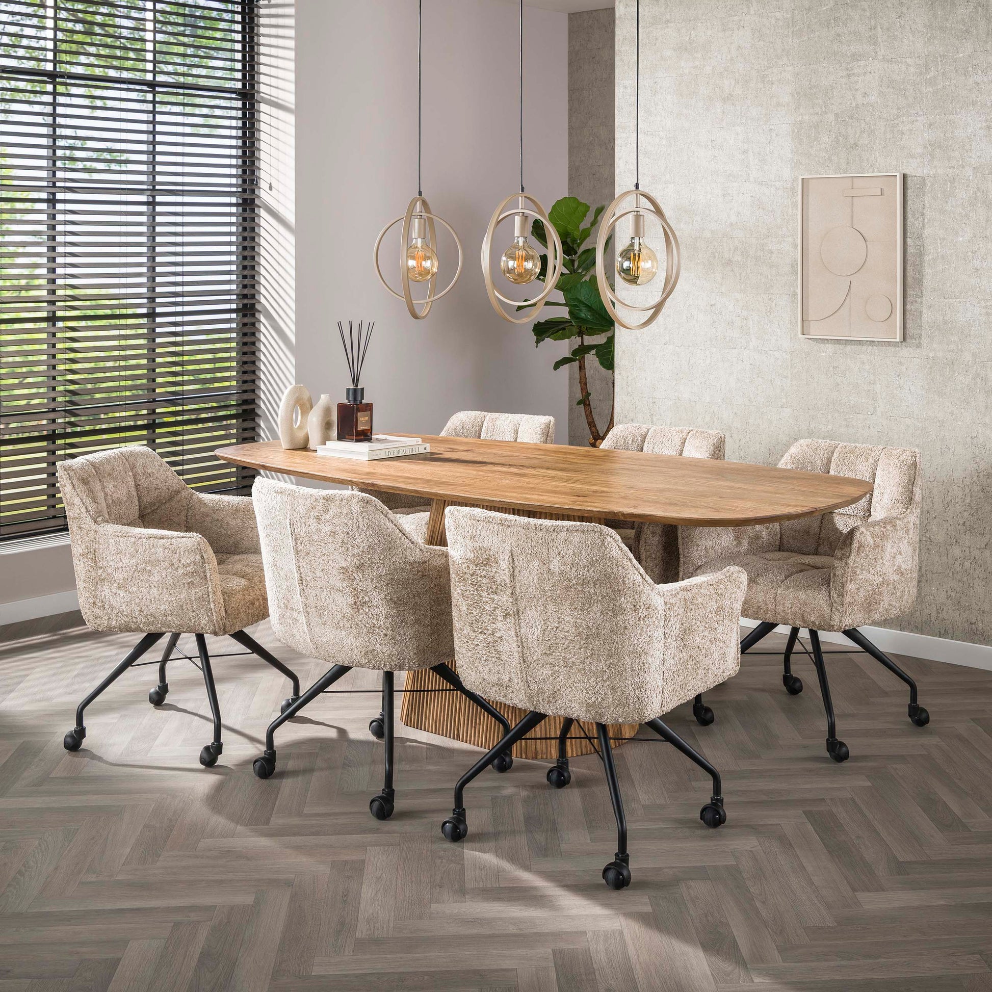 Hanglamp Turn Around 3-lichts / Beige – afbeelding 3