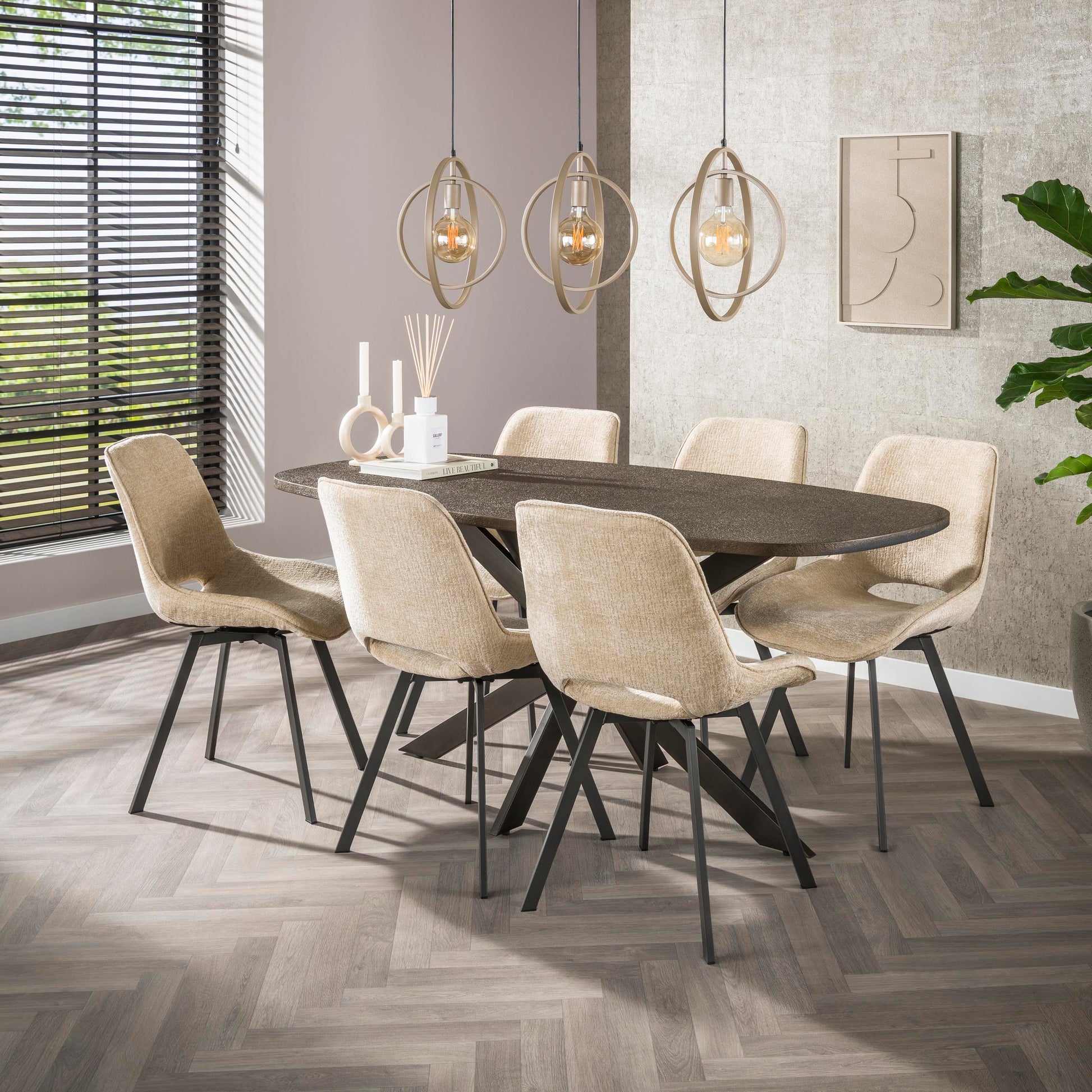 Hanglamp Turn Around 3-lichts / Beige – afbeelding 4