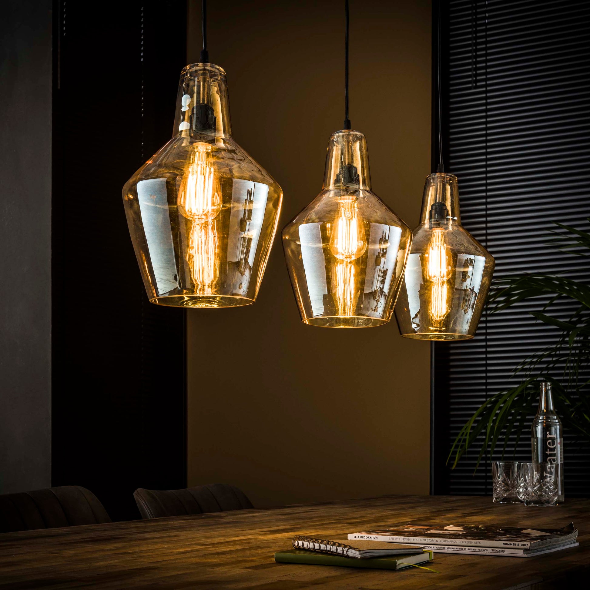 Hanglamp Glass Cone 3-lichts / Oud zilver – afbeelding 1