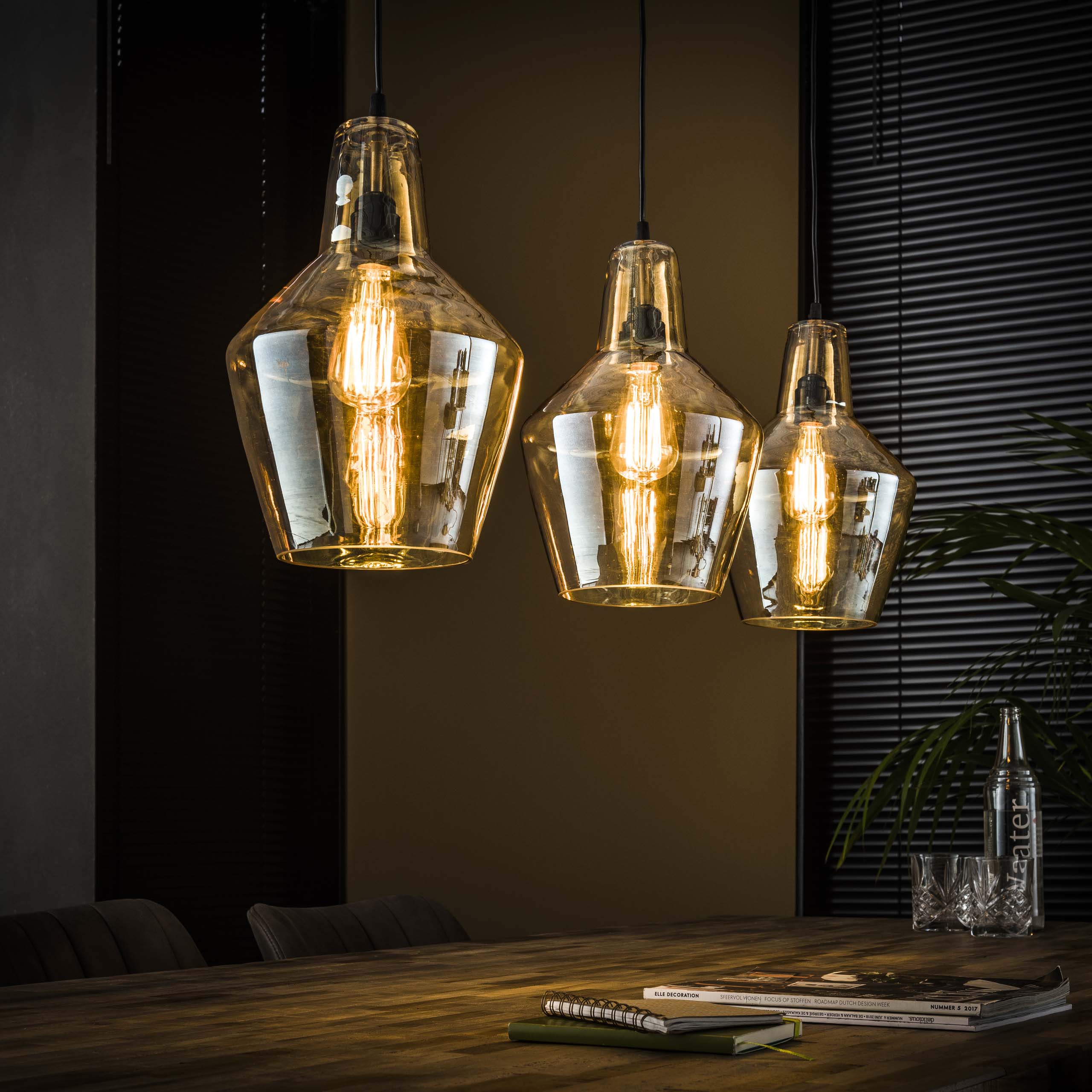 Hanglamp Glass Cone 3-lichts / Oud zilver – afbeelding 1