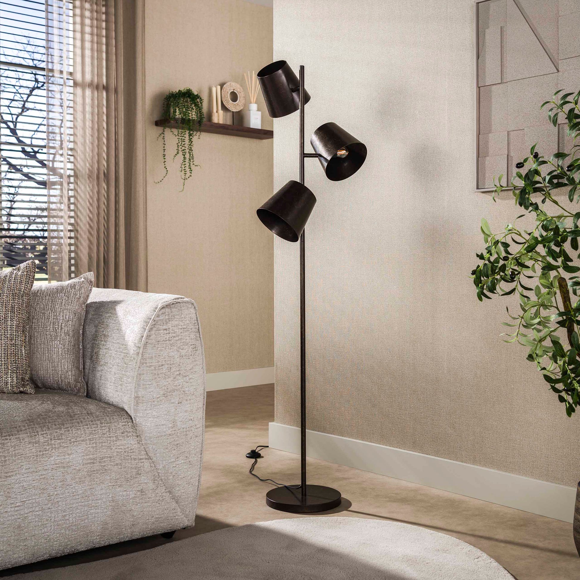 Vloerlamp Kinetic 3-lichts / Urban bruin – afbeelding 2