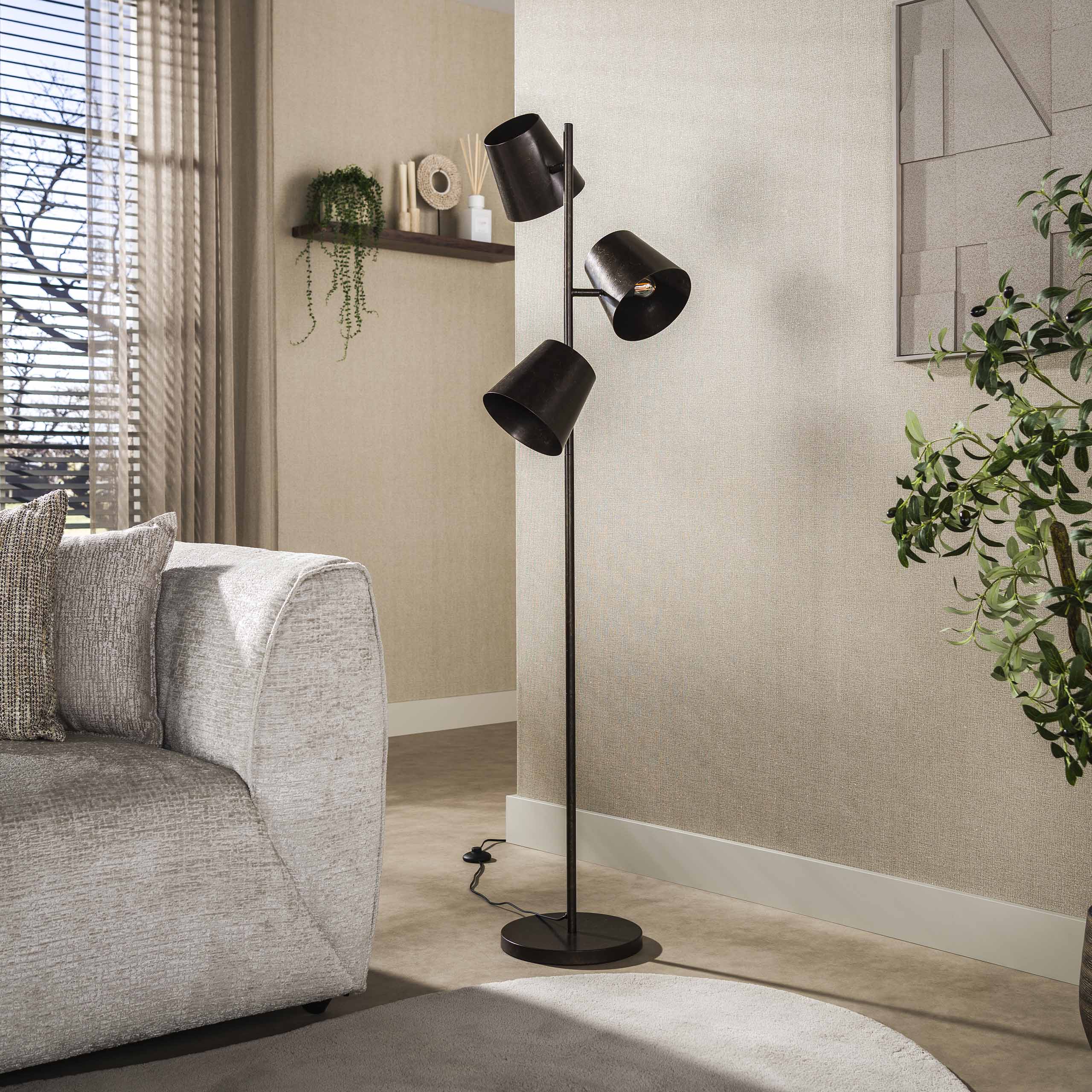 Vloerlamp Kinetic 3-lichts / Urban bruin – afbeelding 2