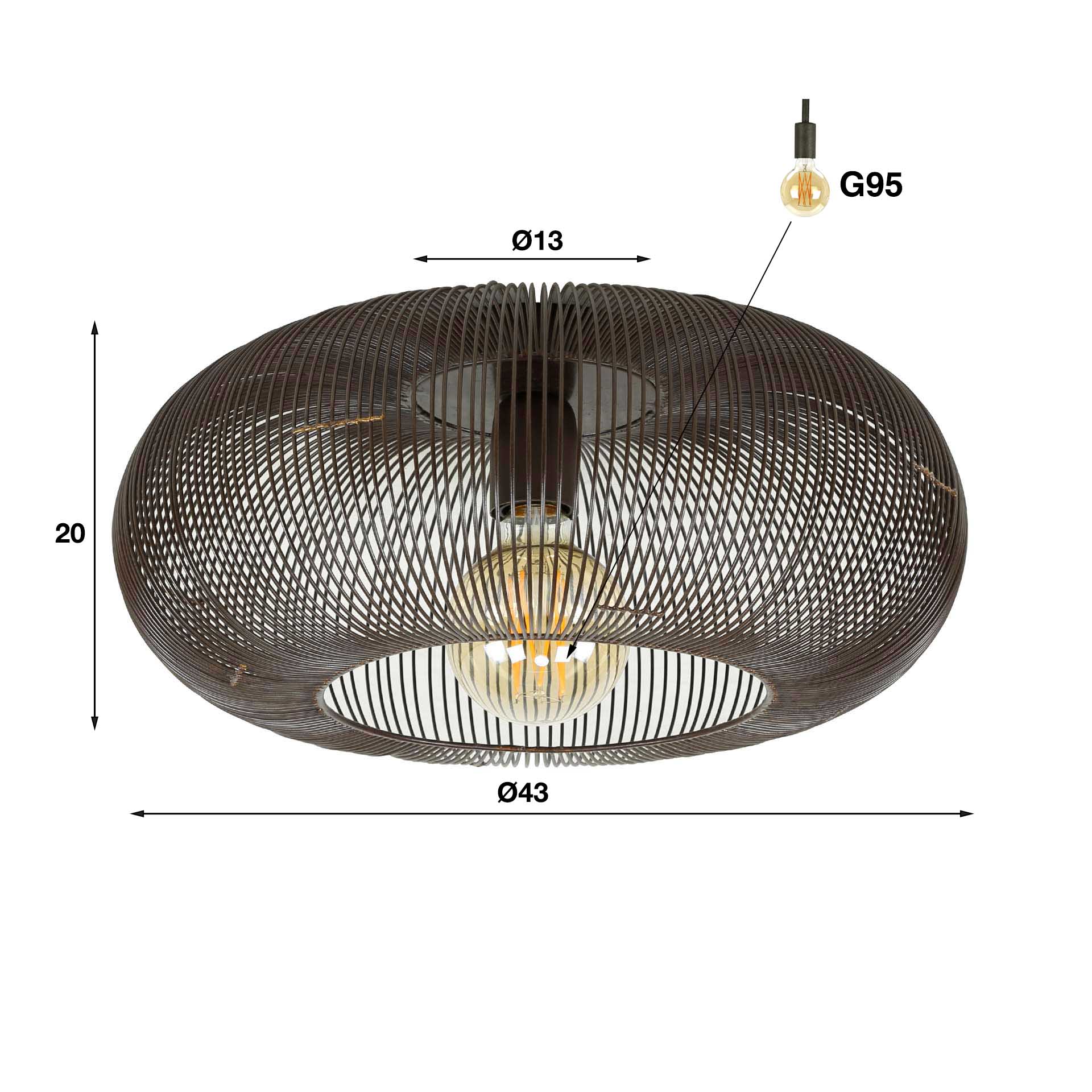 Plafondlamp Copper Twist 1-lichts / Zwart nikkel – afbeelding 4