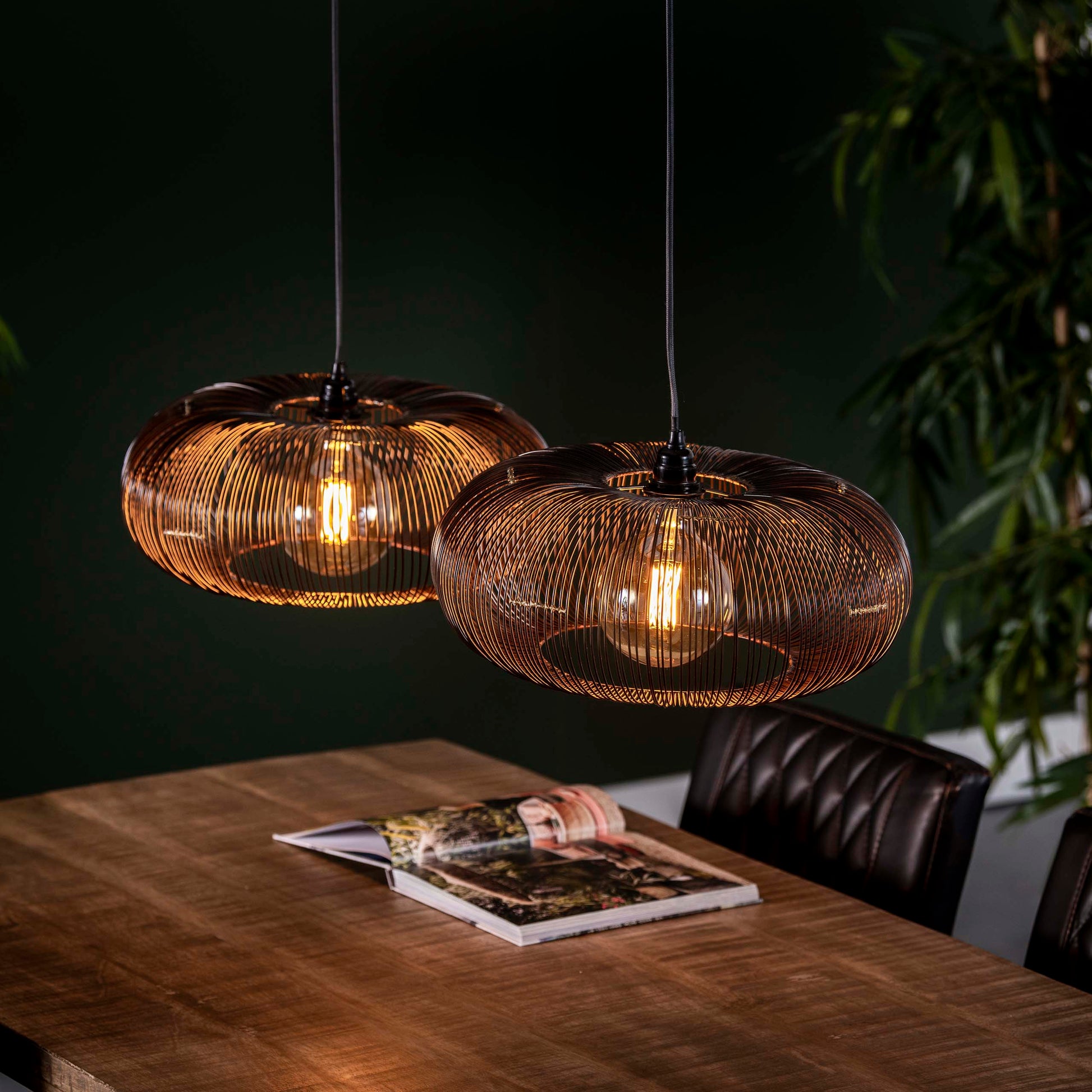 Hanglamp Copper Twist 2-lichts / Zwart nikkel – afbeelding 1
