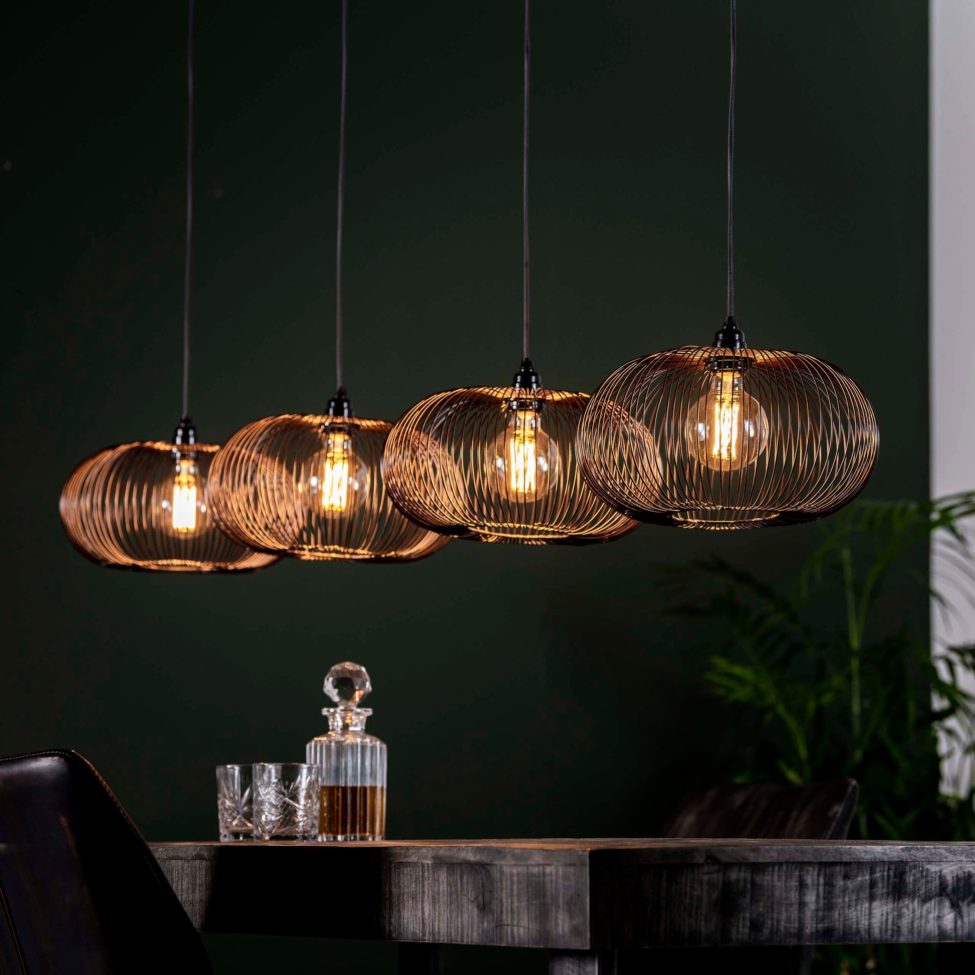 Hanglamp Copper Twist 4-lichts / Zwart nikkel – afbeelding 1
