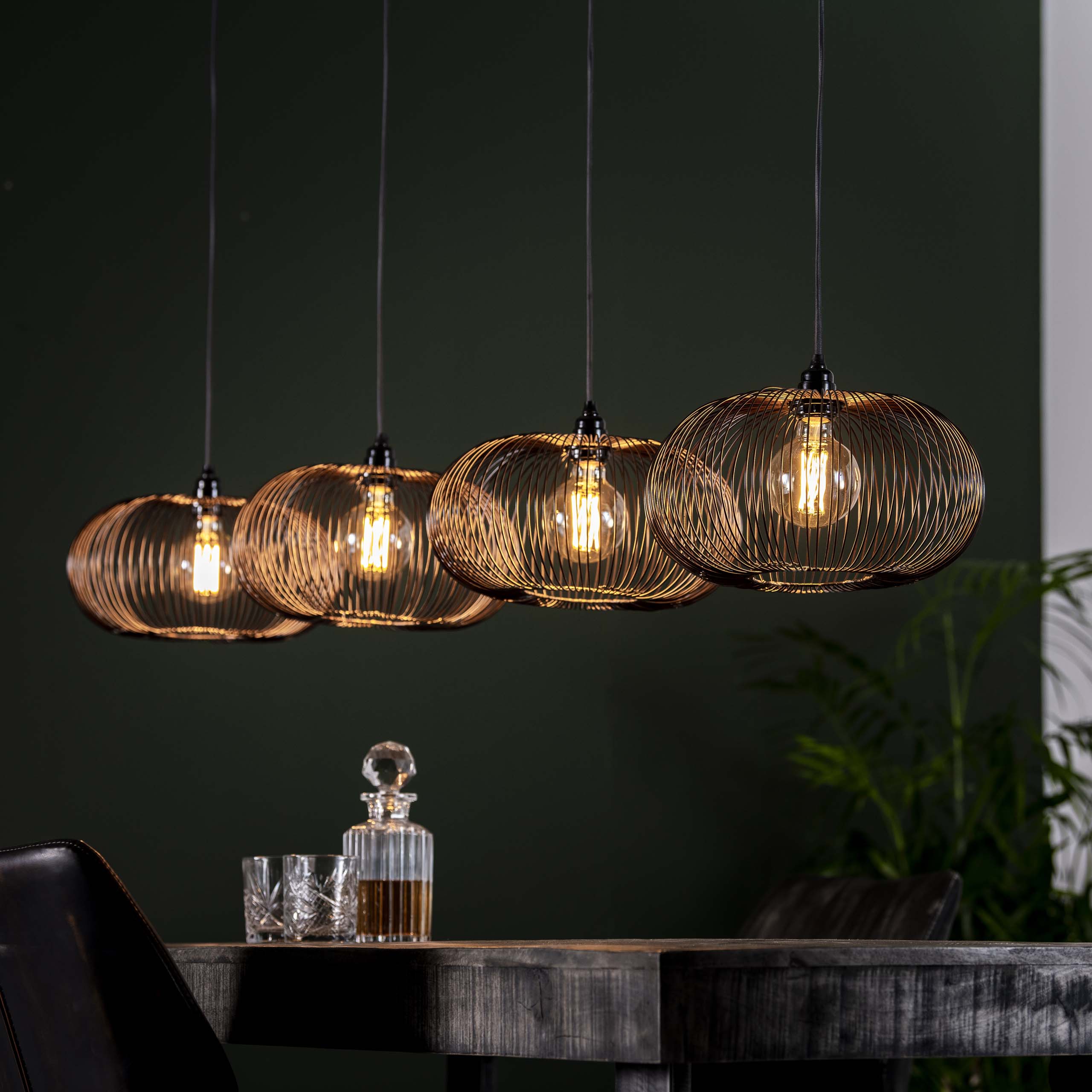 Hanglamp Copper Twist 4-lichts / Zwart nikkel – afbeelding 1