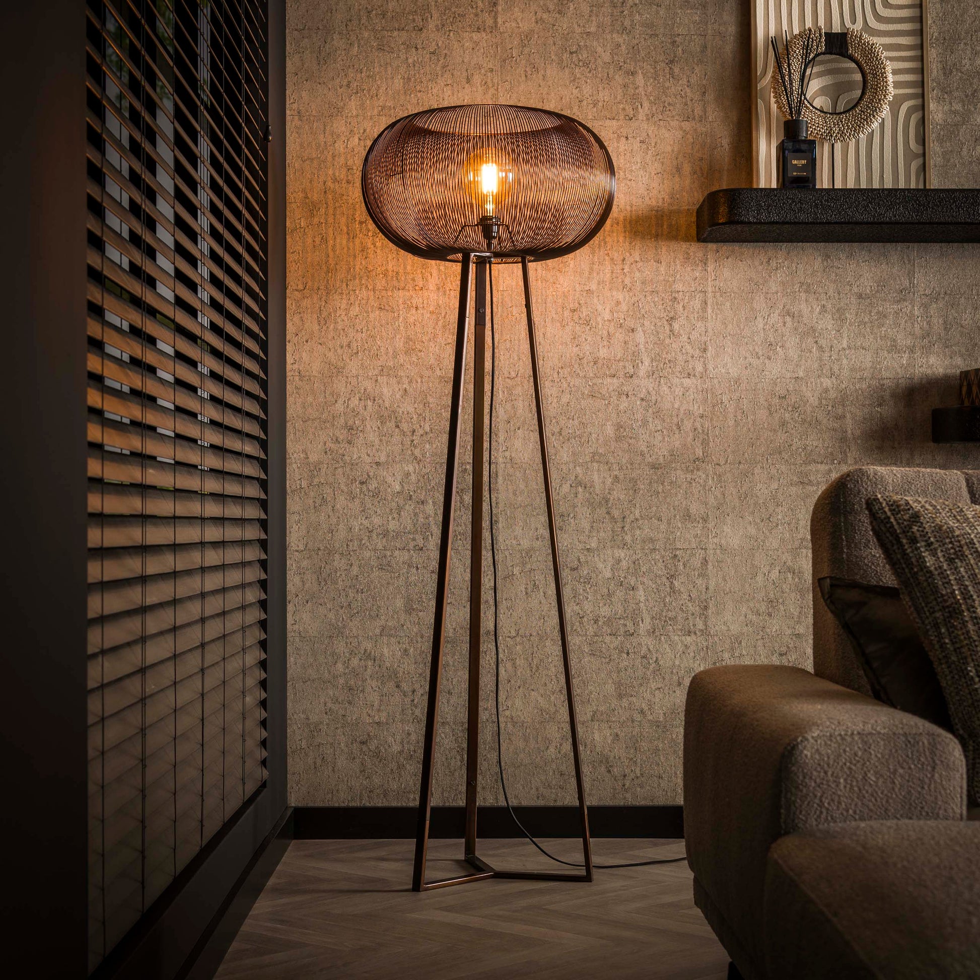 Vloerlamp Copper Twist 1-lichts / Zwart nikkel – afbeelding 1