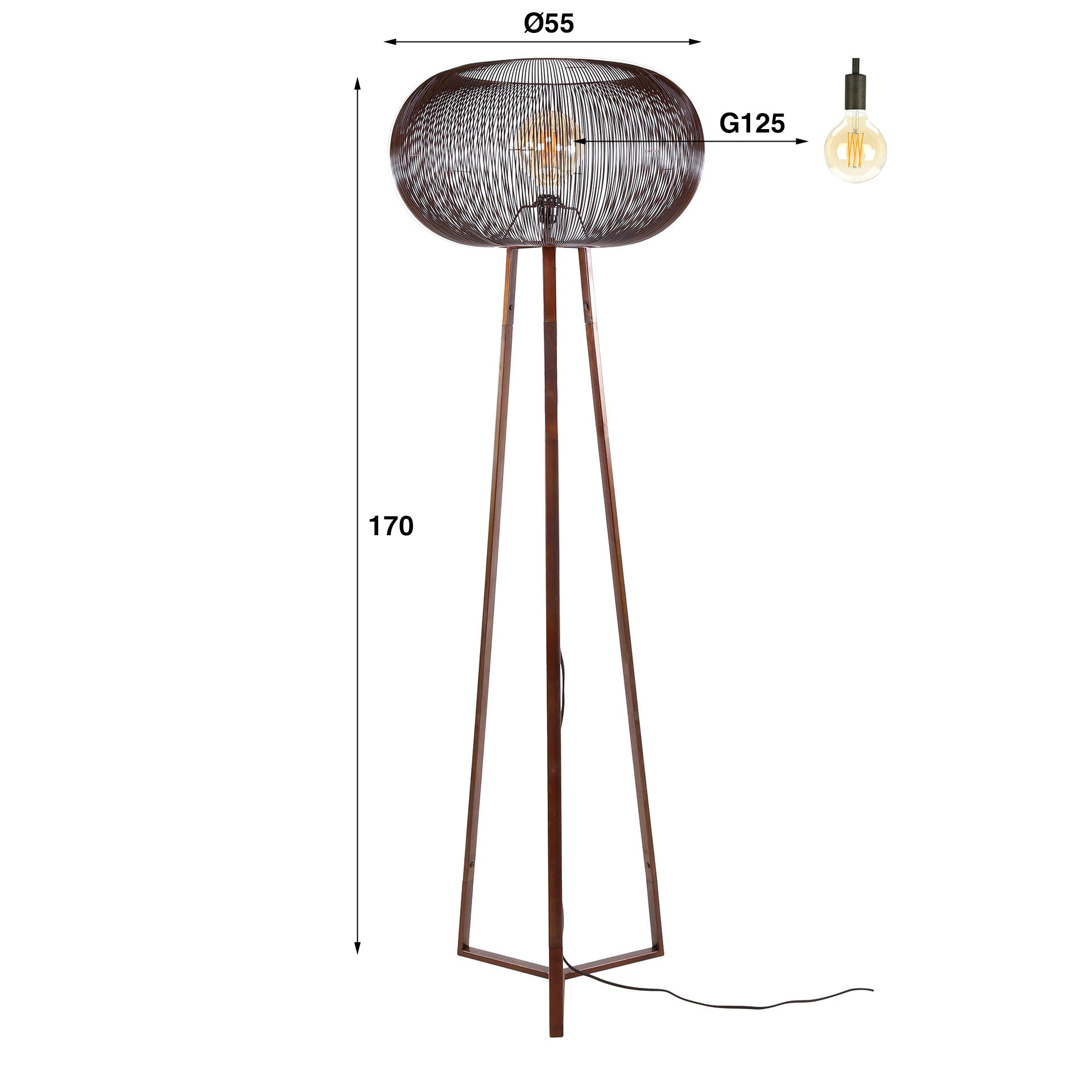 Vloerlamp Copper Twist 1-lichts / Zwart nikkel – afbeelding 4