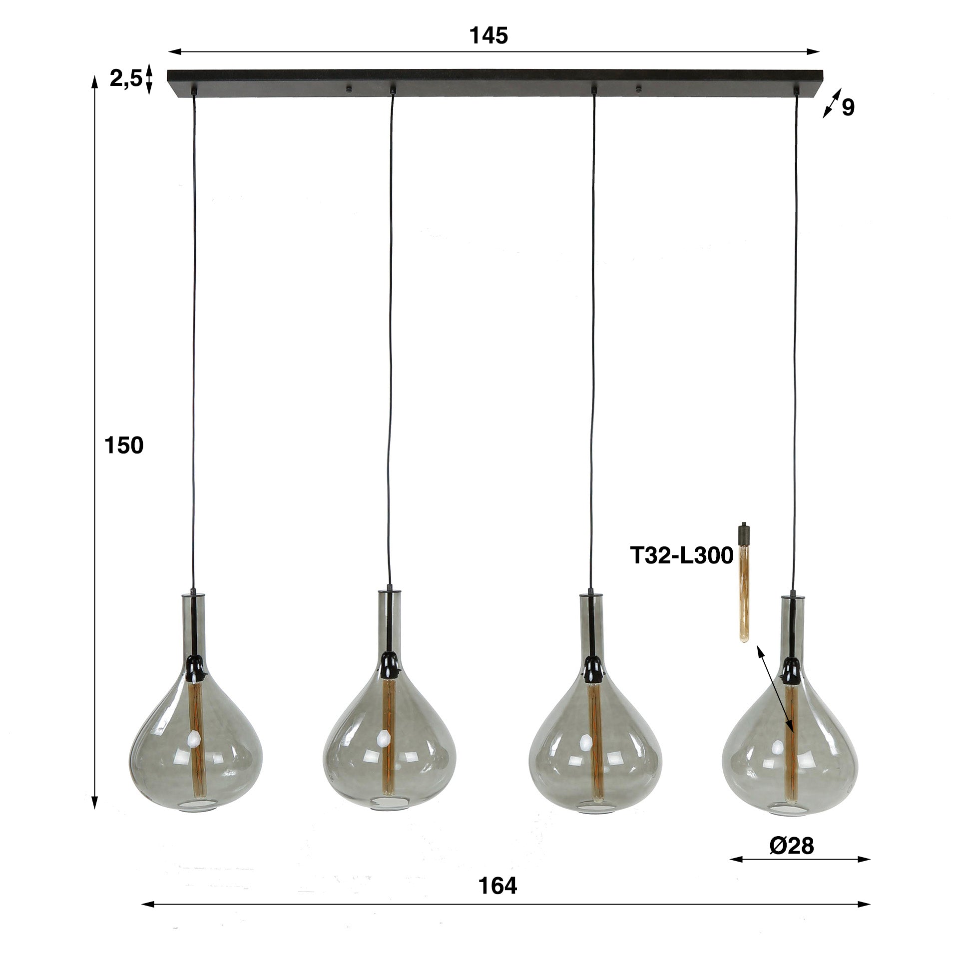 Hanglamp Smoke Drop 4-lichts / Artic zwart – afbeelding 5