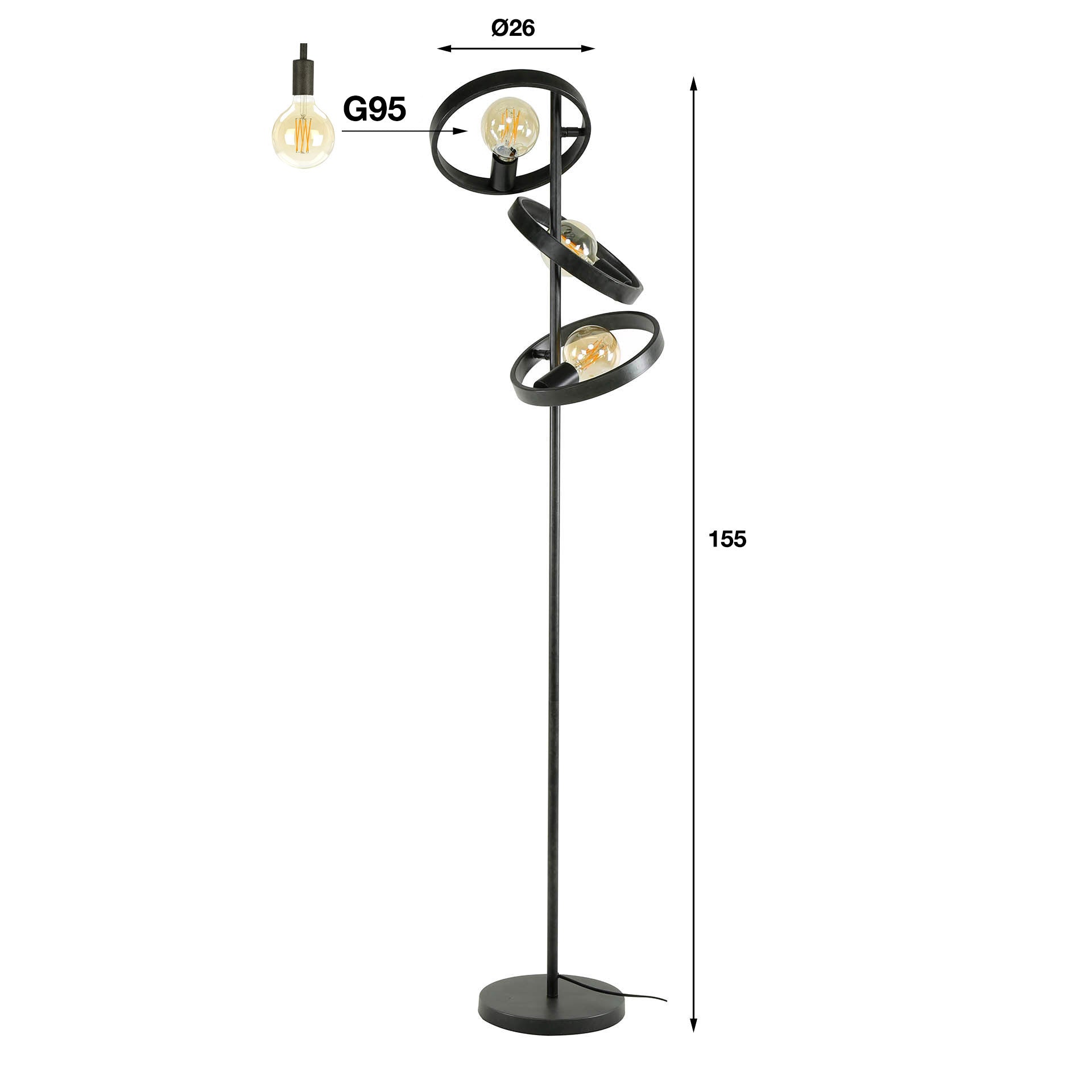 Vloerlamp Hover 3-lichts / Charcoal – afbeelding 5