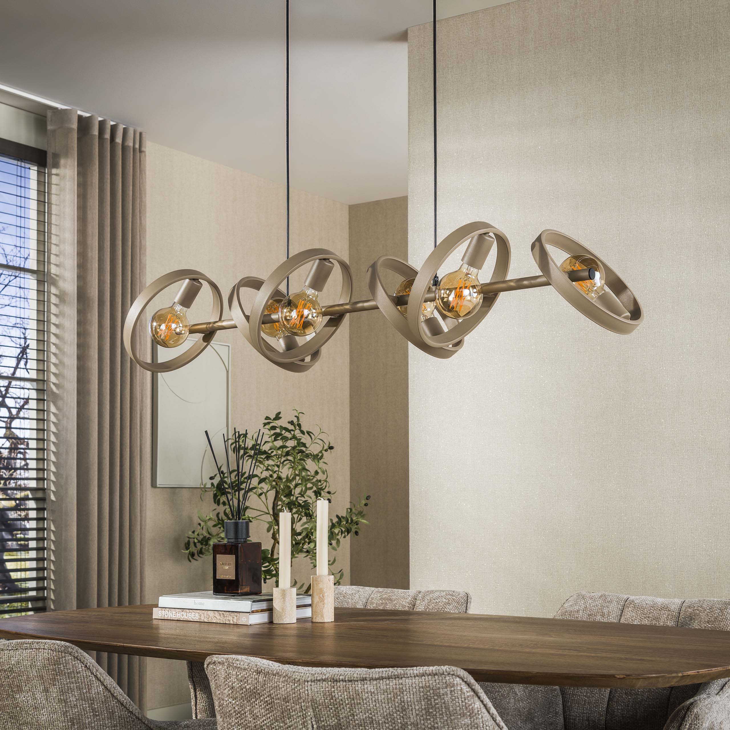 Hanglamp Hover 6-lichts / Beige – afbeelding 2