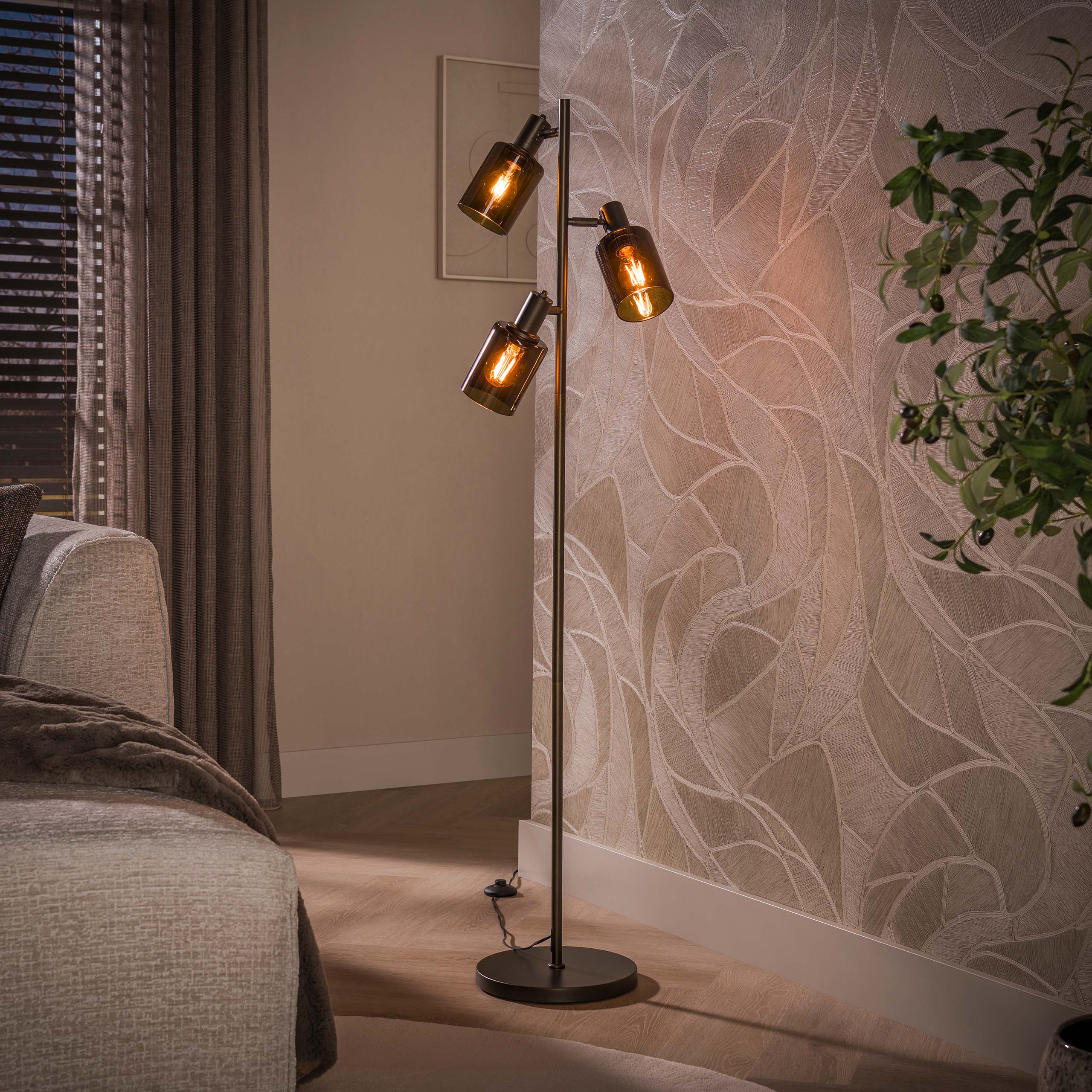Vloerlamp Sepiora 3-lichts / Sienna bruin – afbeelding 1