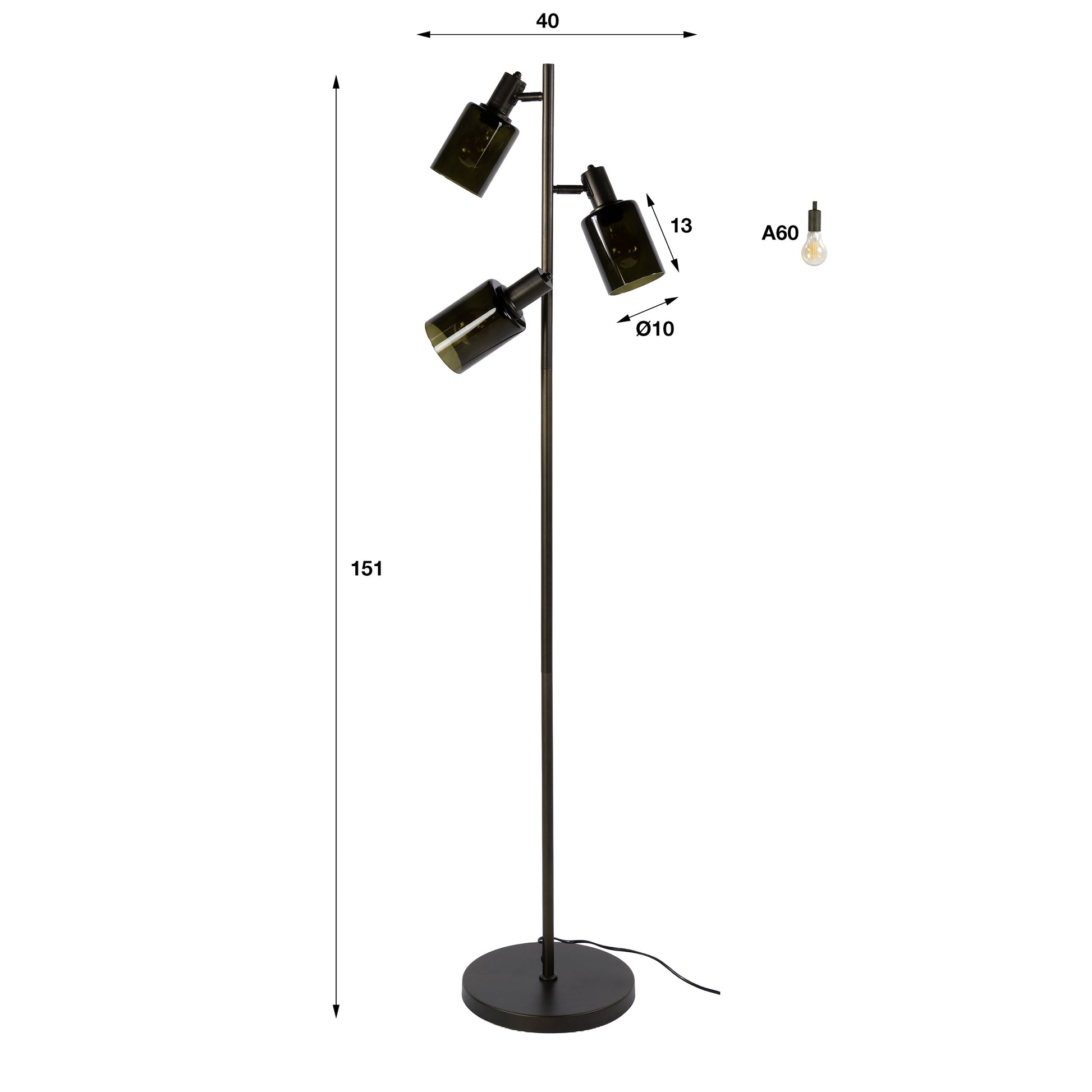 Vloerlamp Sepiora 3-lichts / Sienna bruin – afbeelding 4
