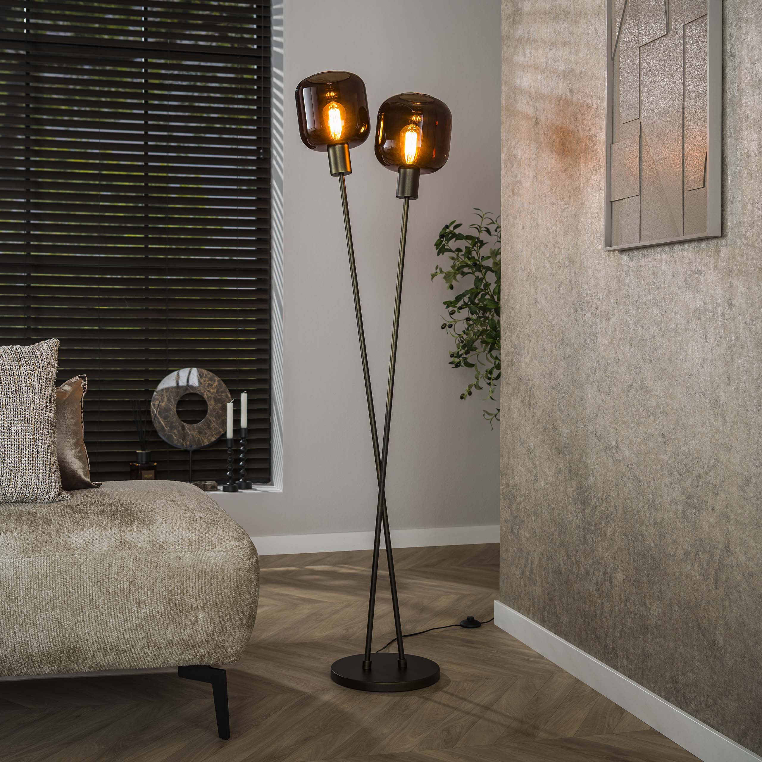 Vloerlamp Bronza 2-lichts / Sienna bruin – afbeelding 1