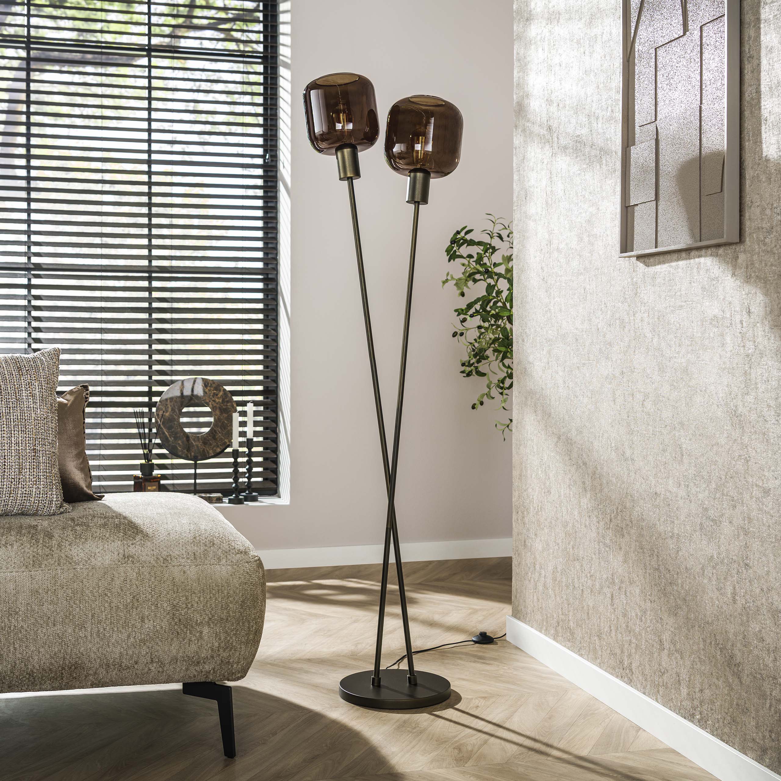Vloerlamp Bronza 2-lichts / Sienna bruin – afbeelding 2
