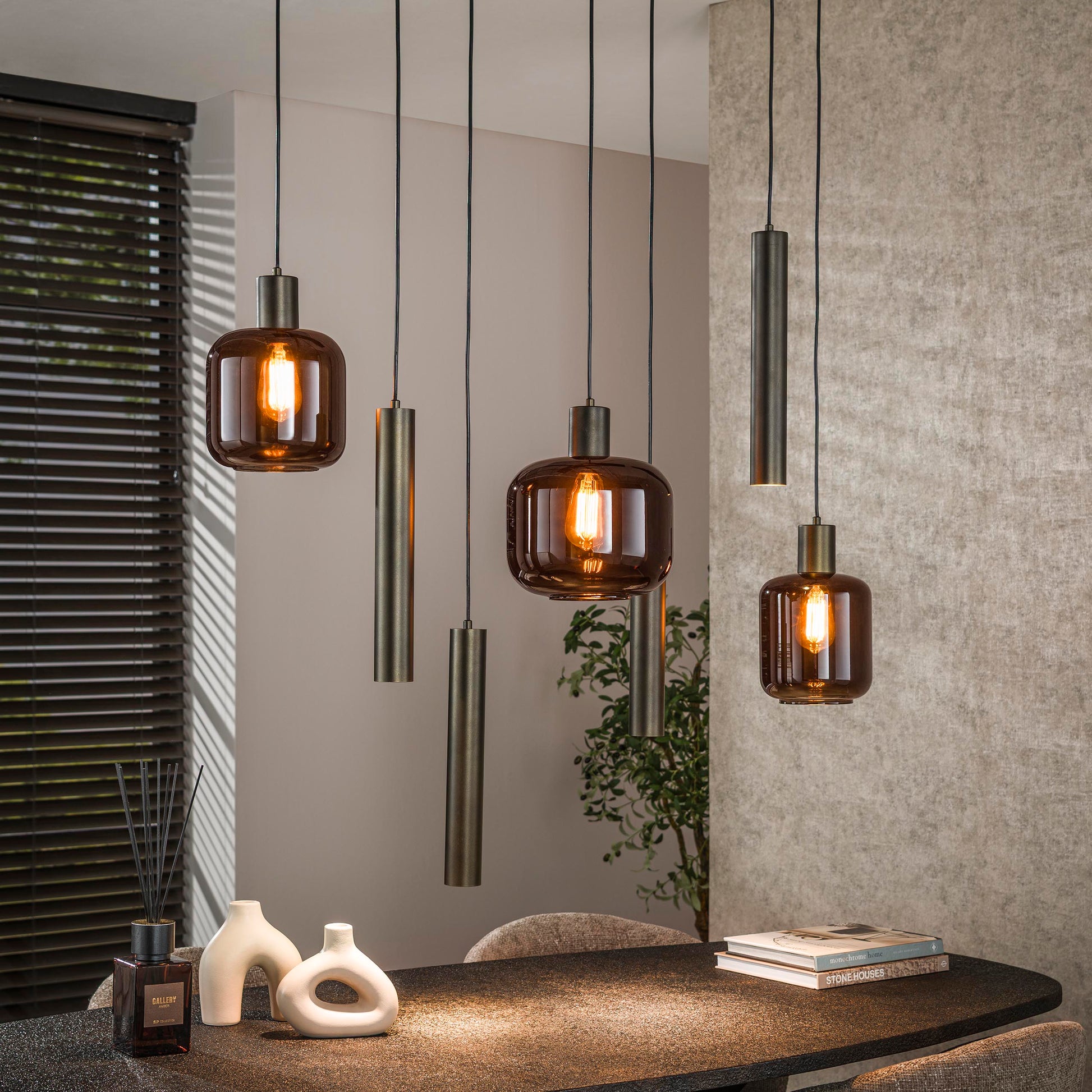 Hanglamp Bronza 4+3-lichts / Sienna bruin – afbeelding 1
