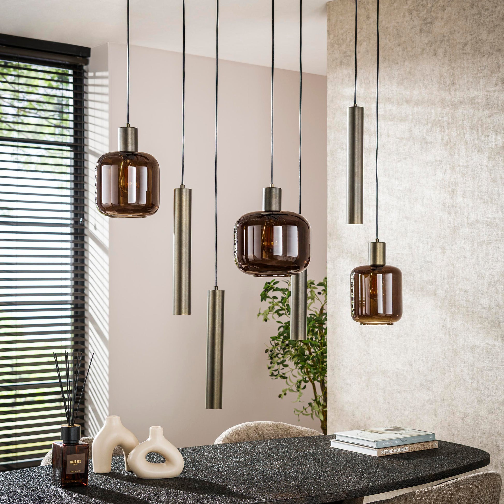 Hanglamp Bronza 4+3-lichts / Sienna bruin – afbeelding 2
