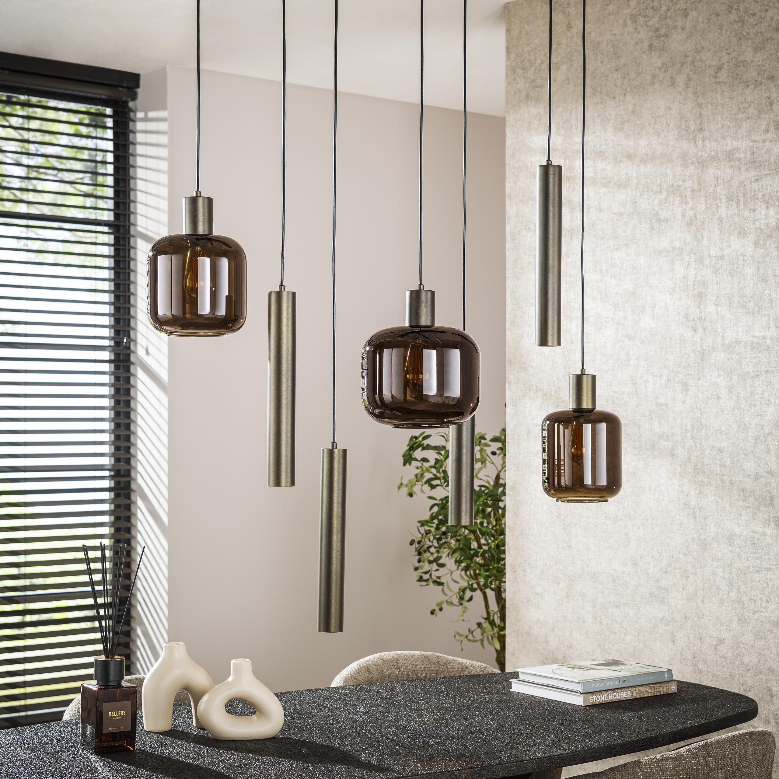 Hanglamp Bronza 4+3-lichts / Sienna bruin – afbeelding 2