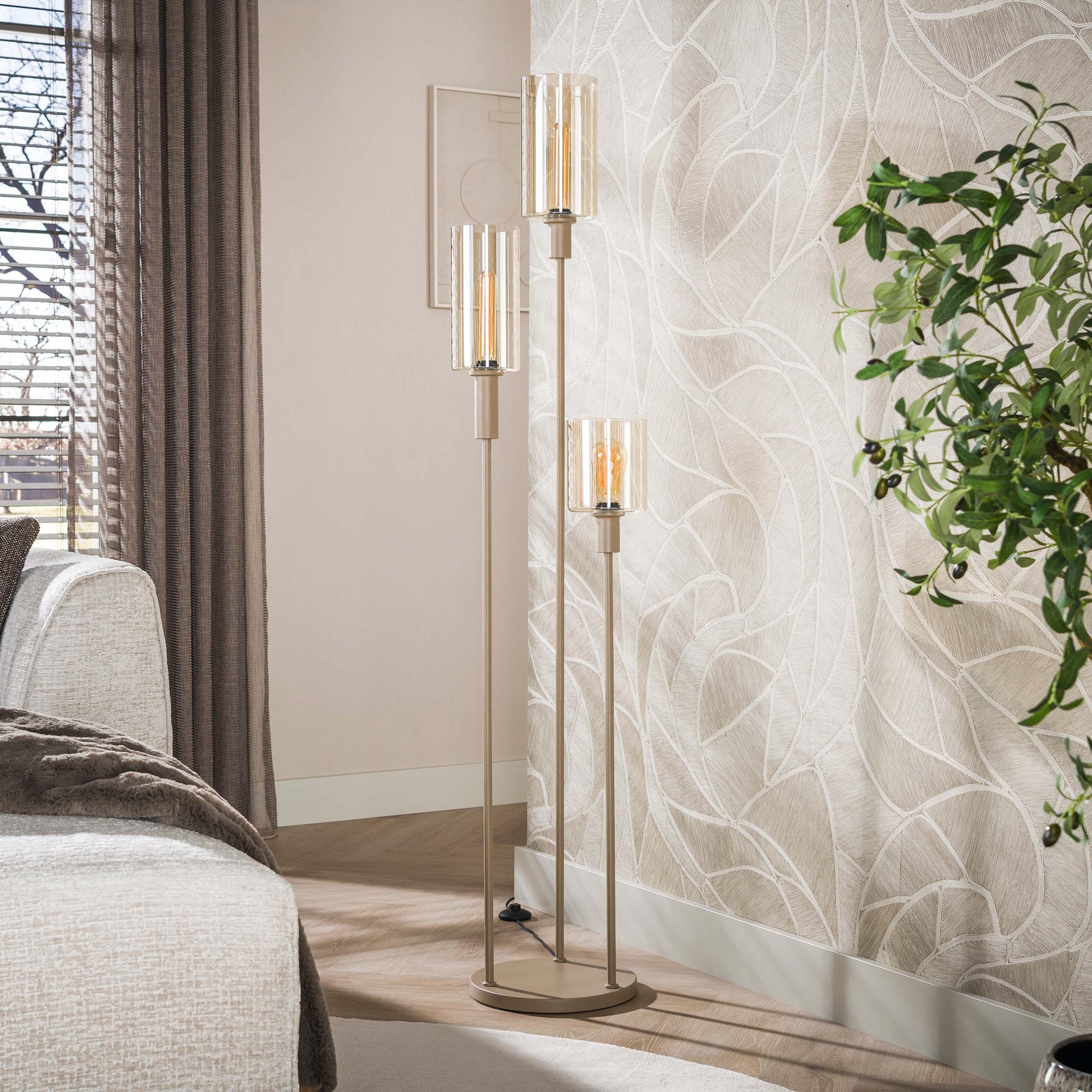 Vloerlamp Sepiora getrapt 3-lichts / Beige – afbeelding 2
