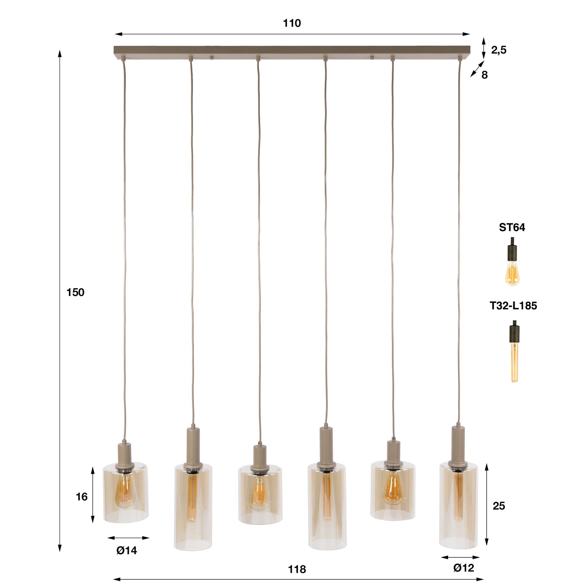 Hanglamp Sepiora 6-lichts / Beige – afbeelding 7