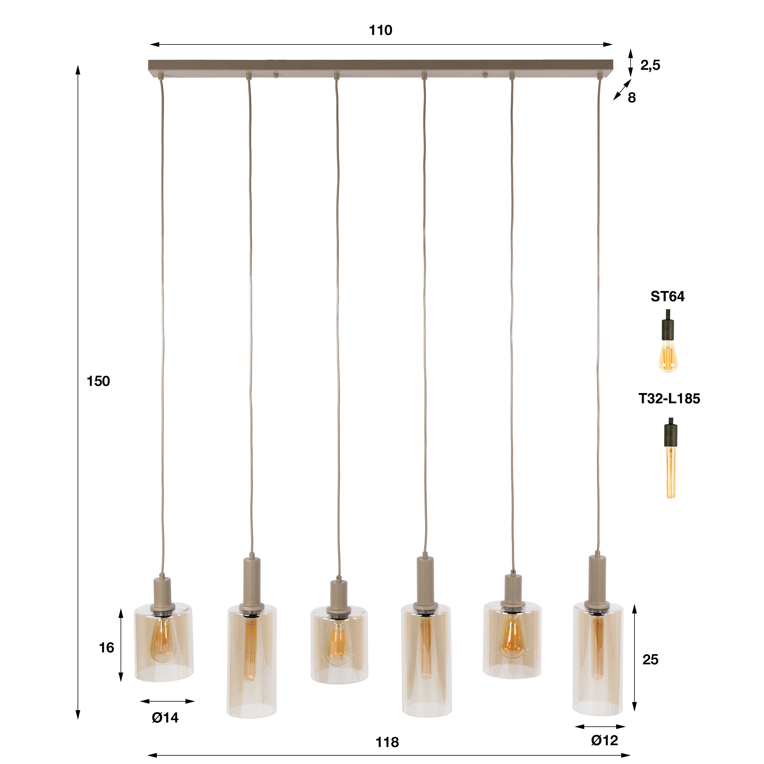Hanglamp Sepiora 6-lichts / Beige – afbeelding 7