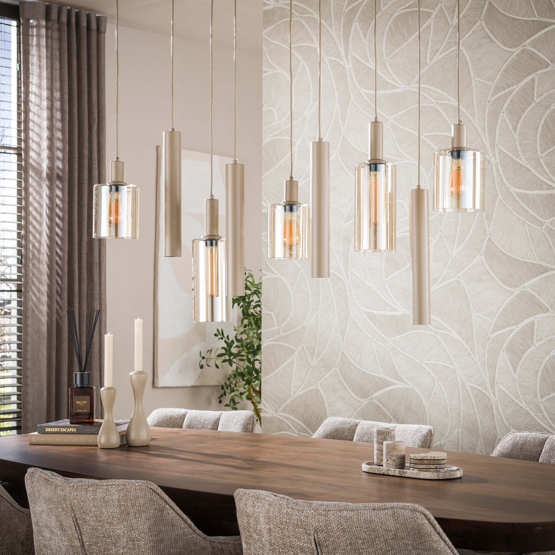 Hanglamp Sepiora 5+4-lichts / Beige – afbeelding 2