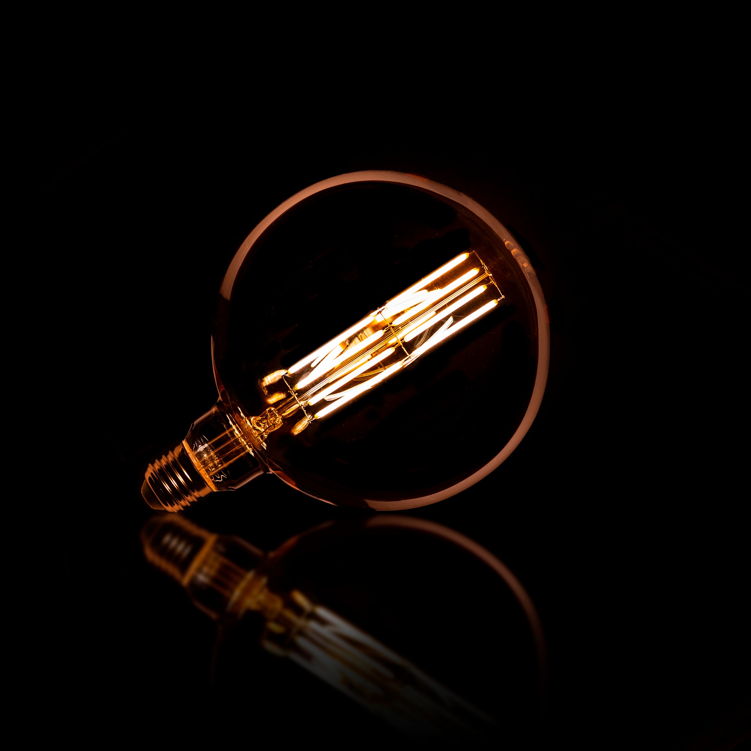 Lichtbron LED [G150] filament bol Ø15cm / Amber glas – afbeelding 2