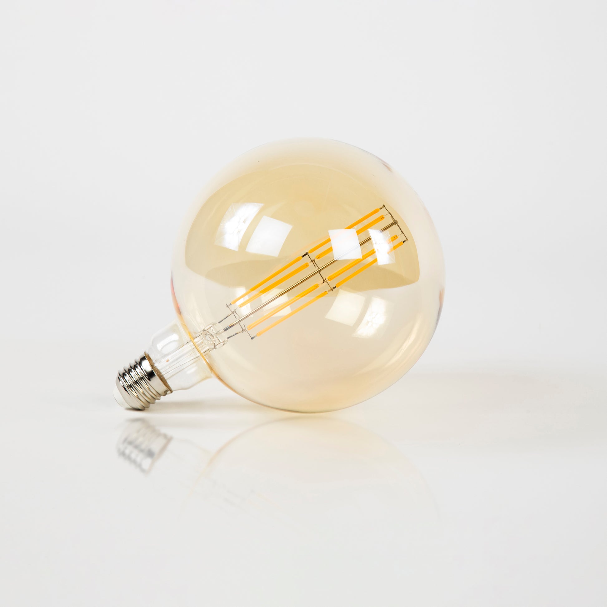 Lichtbron LED [G150] filament bol Ø15cm / Amber glas – afbeelding 3