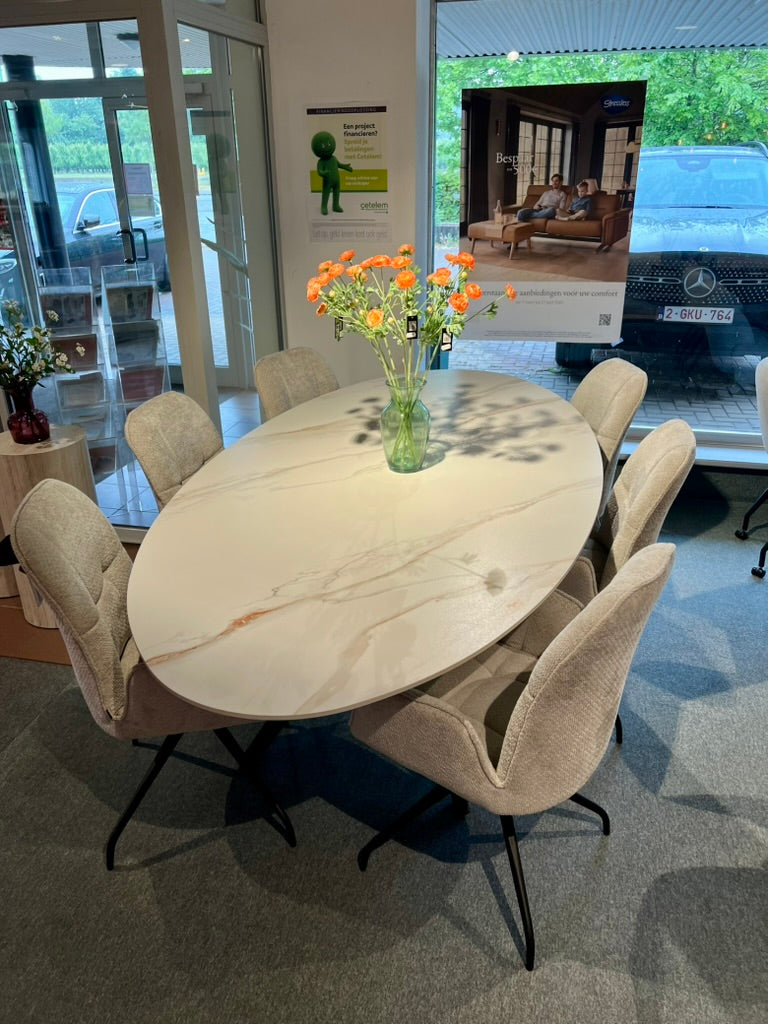 Keramische Tafel 240cm Ovaal - Wit keramiek