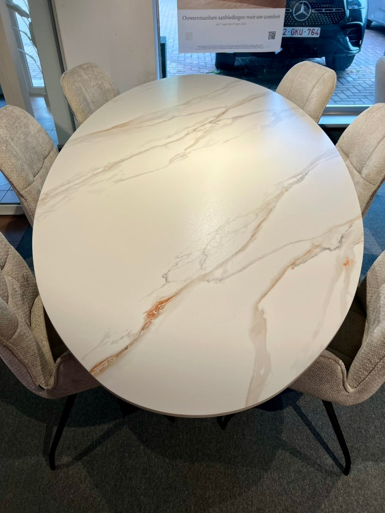 Keramische Tafel 240cm Ovaal - Wit keramiek