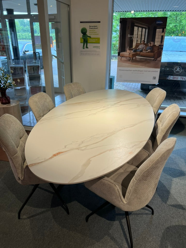Keramische Tafel 240cm Ovaal - Wit keramiek