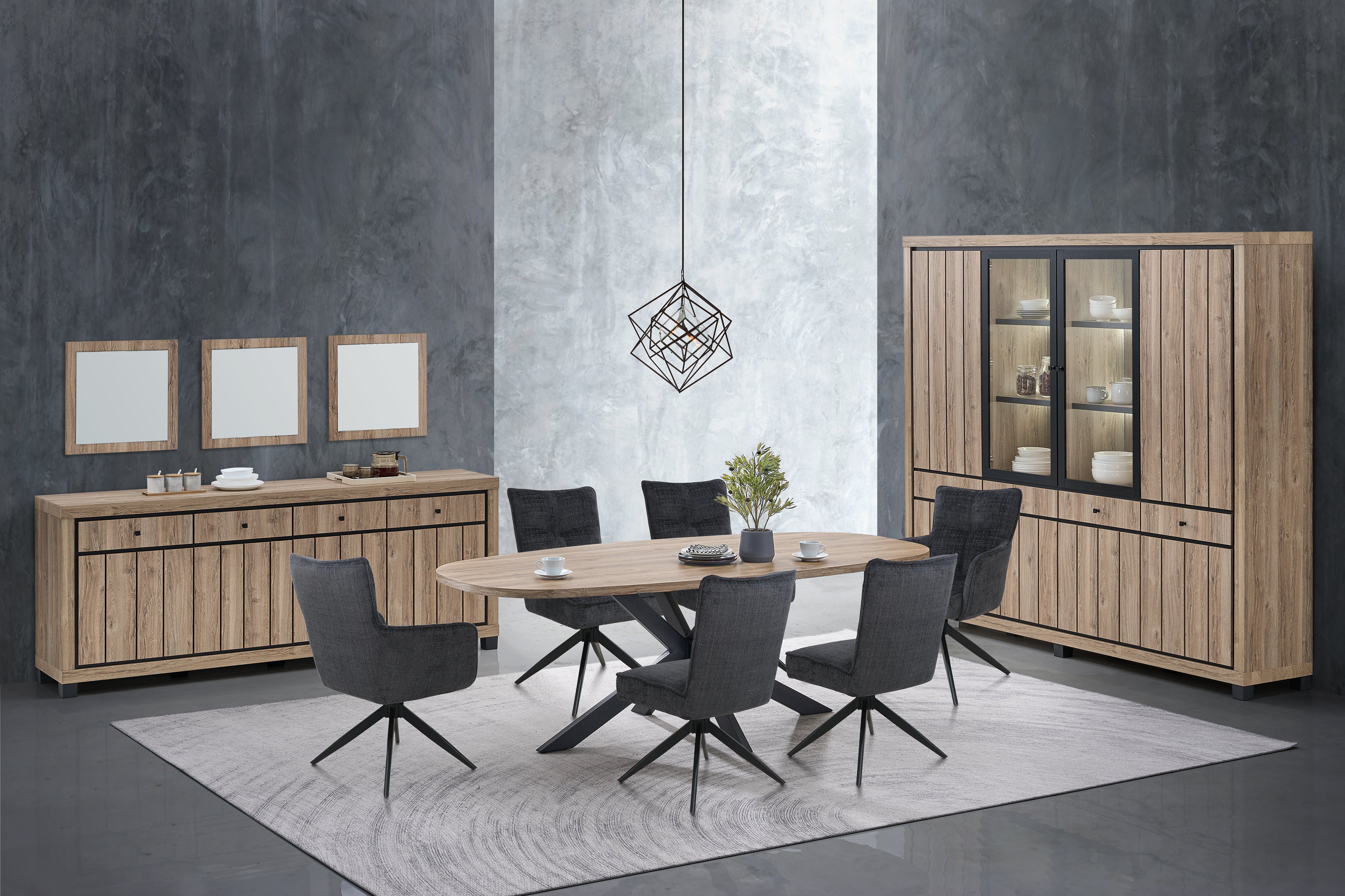 Bernard eetkamerset – wandkast, dressoir en ovale tafel