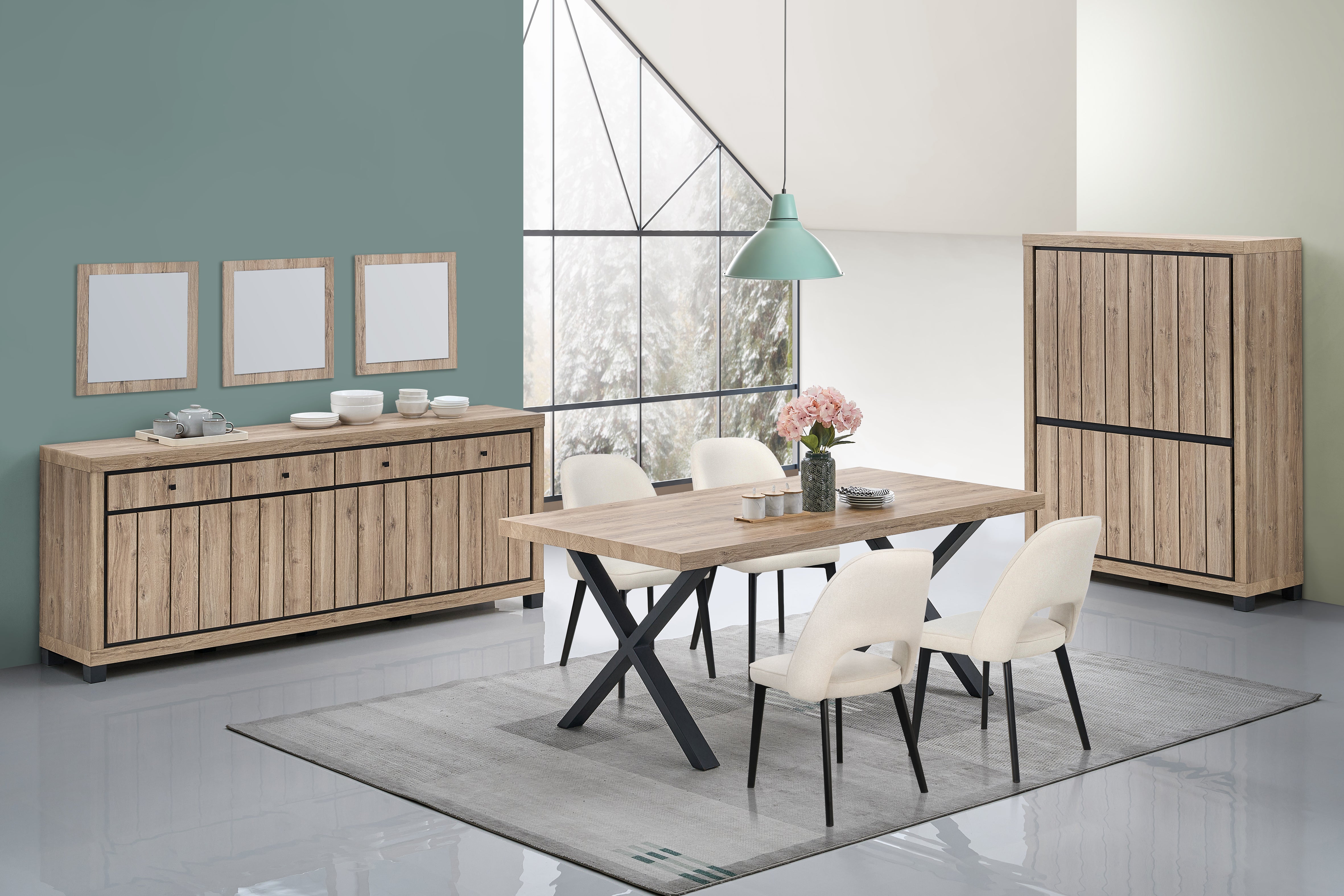 Bernard eetkamerset – barkast, dressoir en eettafel industrieel