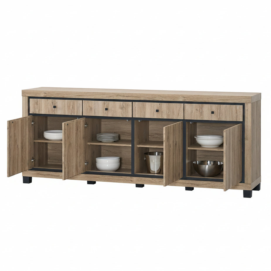 Bernard dressoir 224 cm – industrieel dressoir houtlook