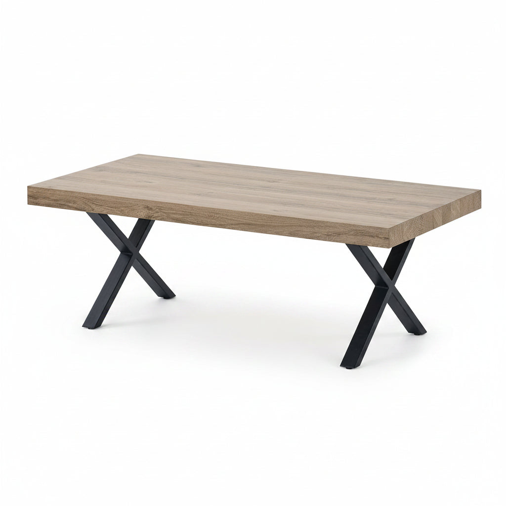 Bernard salontafel 130cm rechthoekig – industriële X-poot tafel