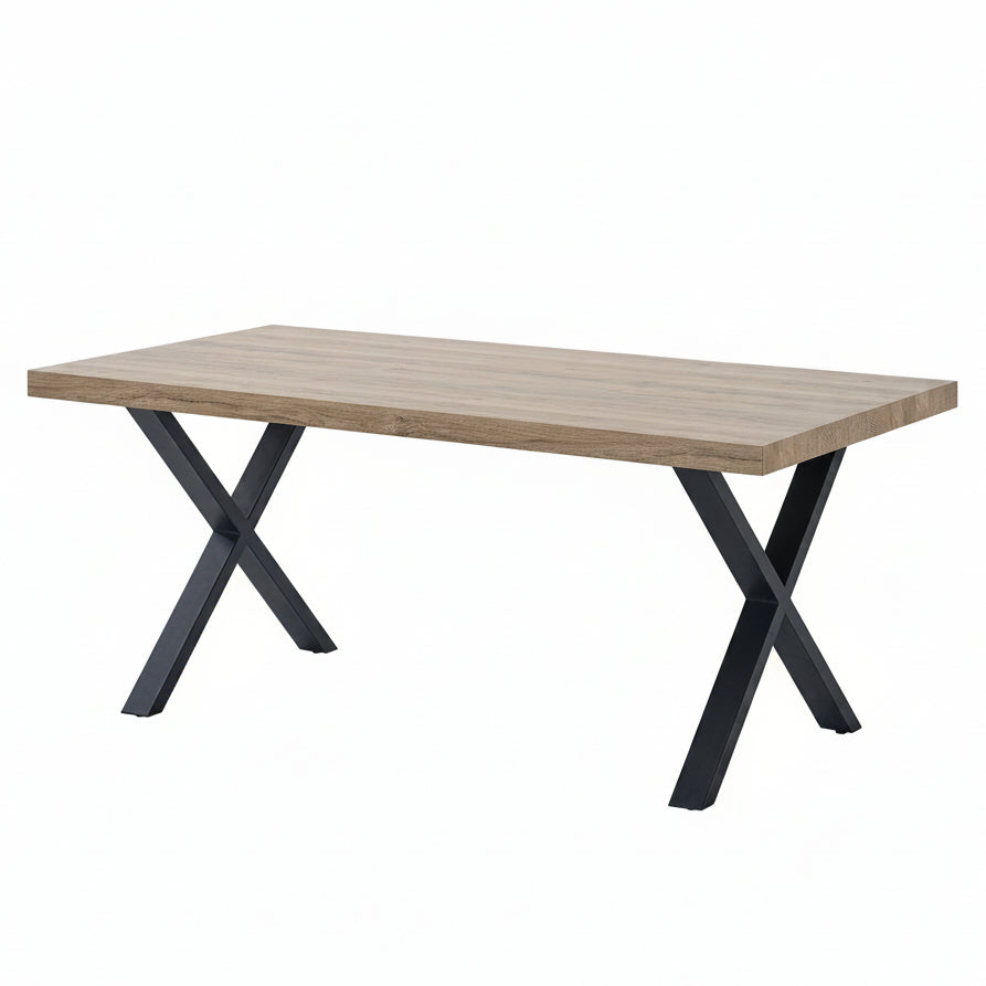 Bernard eettafel X-poot 190/220 cm – industrieel rechthoekig
