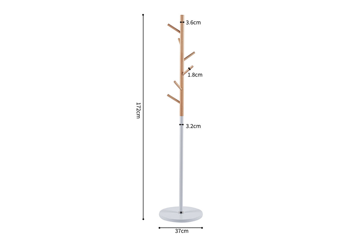 Kapstok 'Viola' Wit – breedte 37 cm, diepte 37 cm en hoogte 172 cm – aanzicht 6
