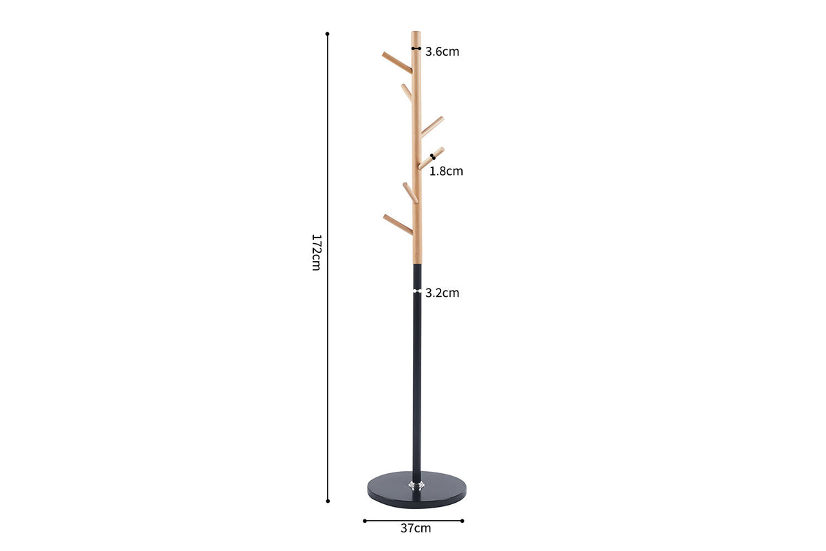 Kapstok 'Viola' Mat zwart – breedte 37 cm, diepte 37 cm en hoogte 172 cm – aanzicht 6