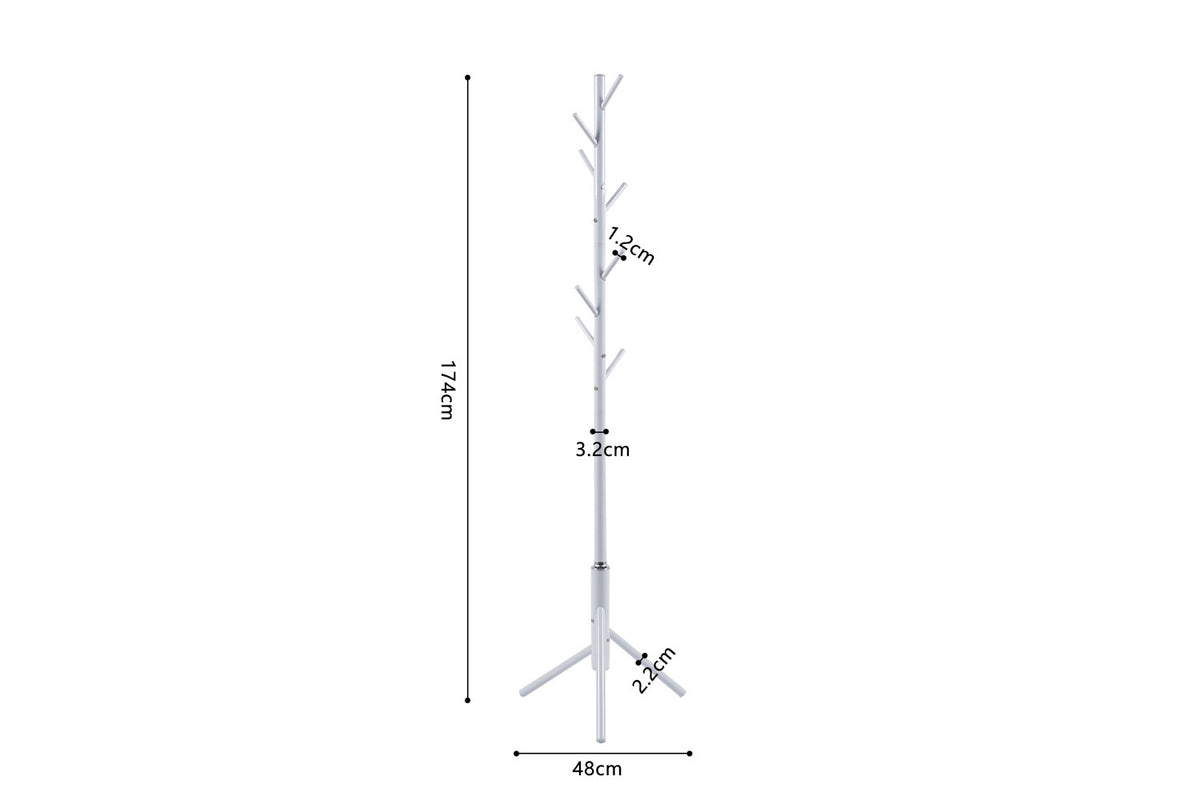 Kapstok 'Kassie' Wit – breedte 48 cm, diepte 48 cm en hoogte 174 cm – aanzicht 6