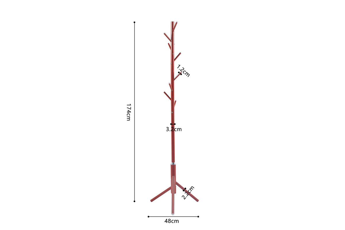 Kapstok 'Kassie' Rood – breedte 48 cm, diepte 48 cm en hoogte 174 cm – aanzicht 6