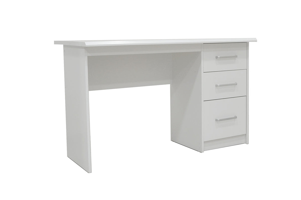 Bureau 'Mateo' 3 lades Wit – breedte 121 cm, diepte 60 cm en hoogte 75 cm – aanzicht 3